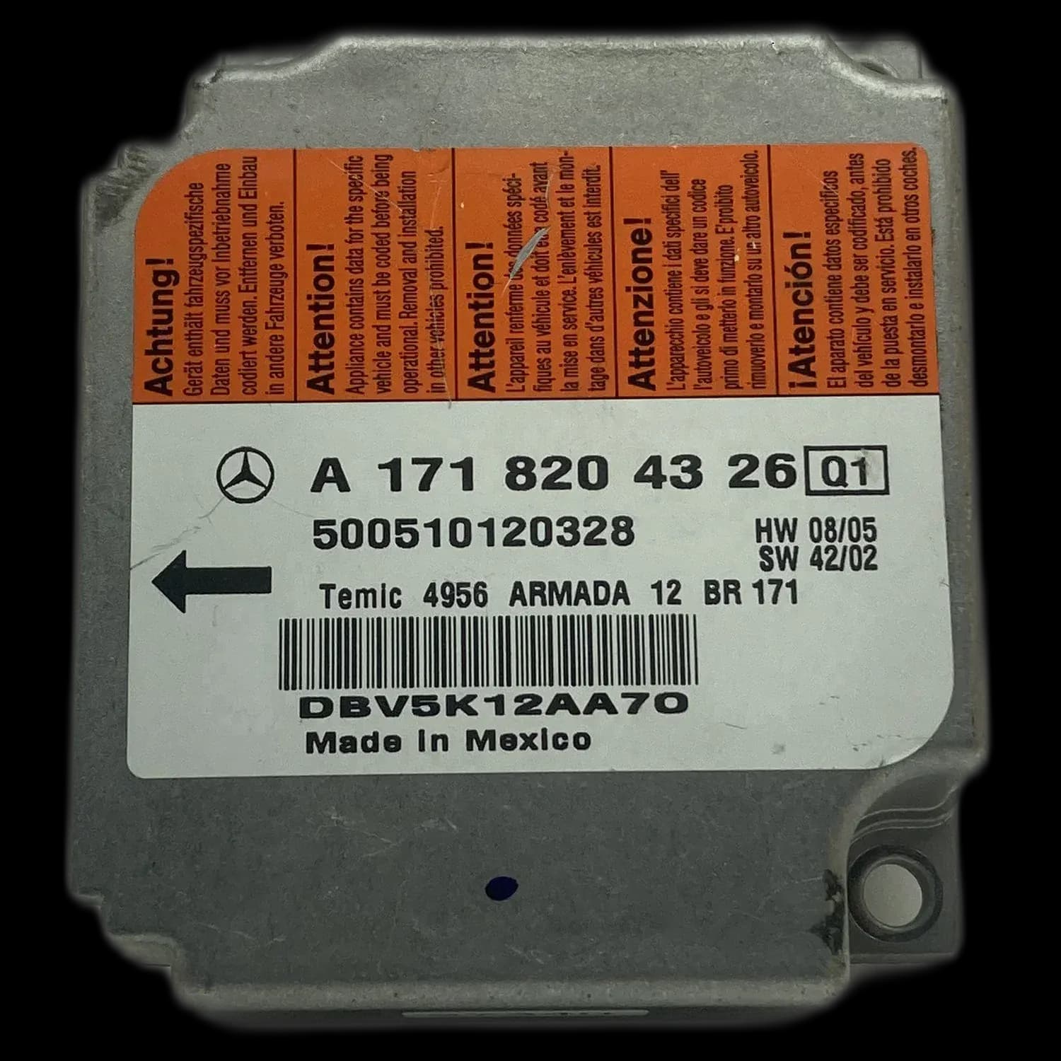 Calculateur airbag A 171 820 43 26, Étiquette