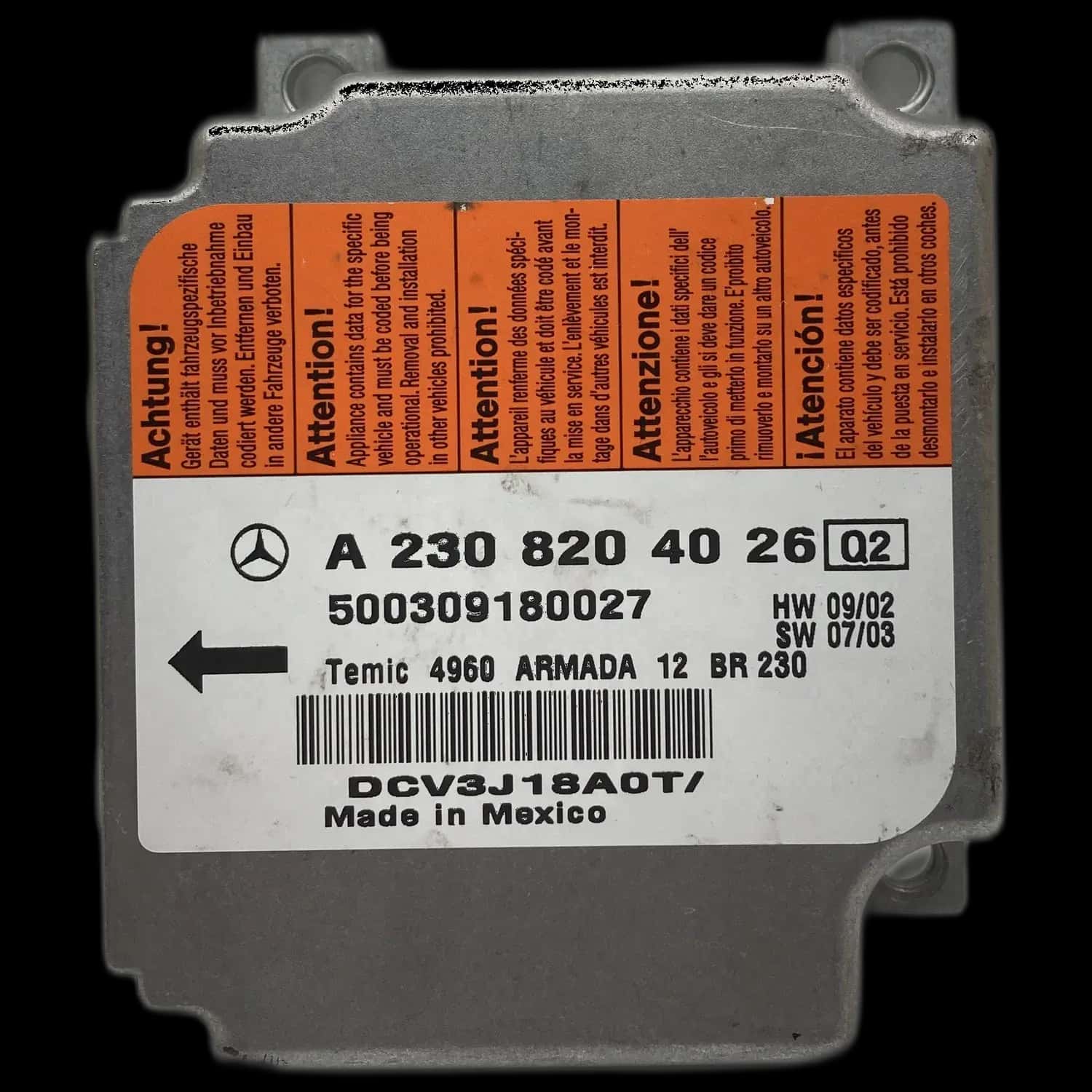 Réparation calculateur airbag Mercedes-Benz SL R230