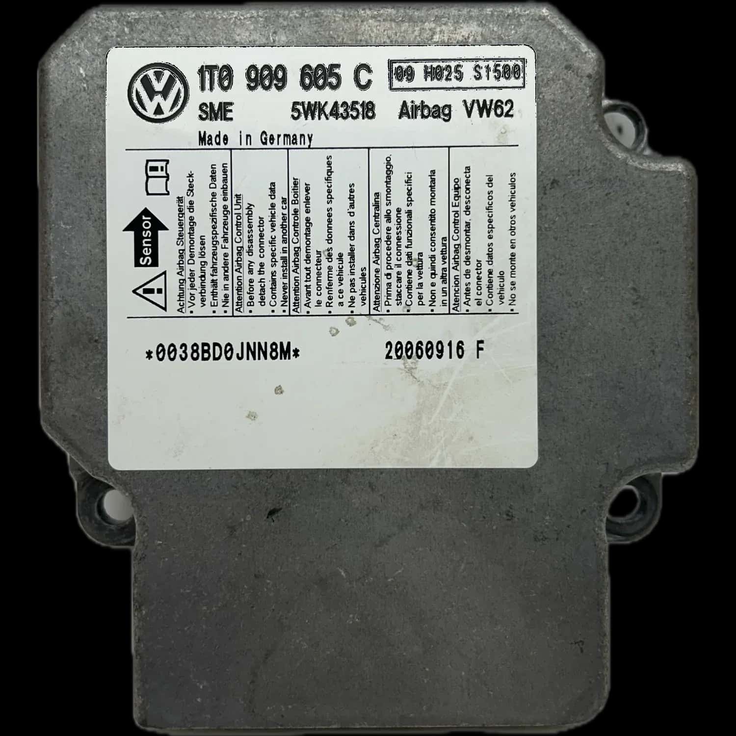 Réparation calculateur airbag Volkswagen Touran 1T