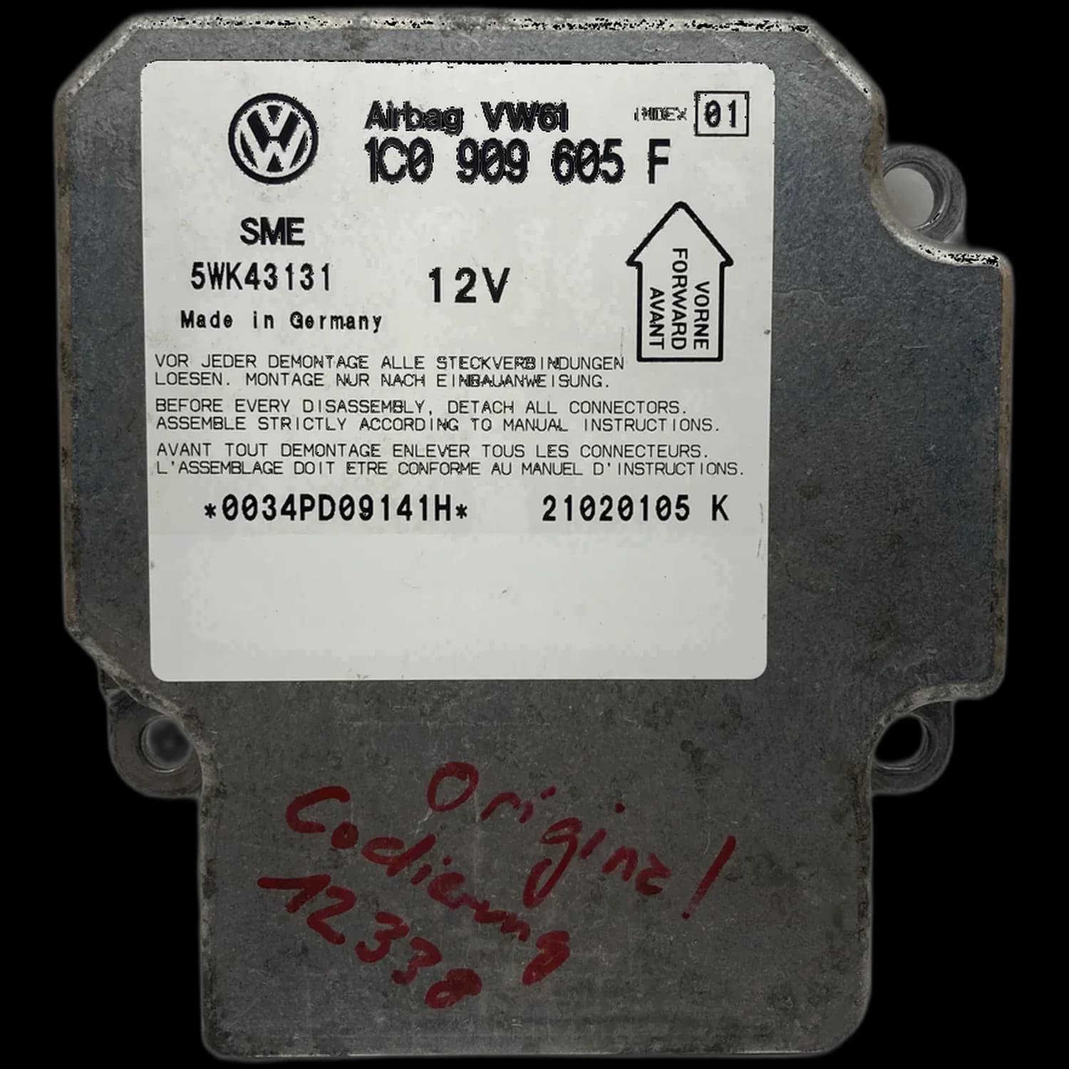 Réparation calculateur airbag Seat Alhambra Mk1