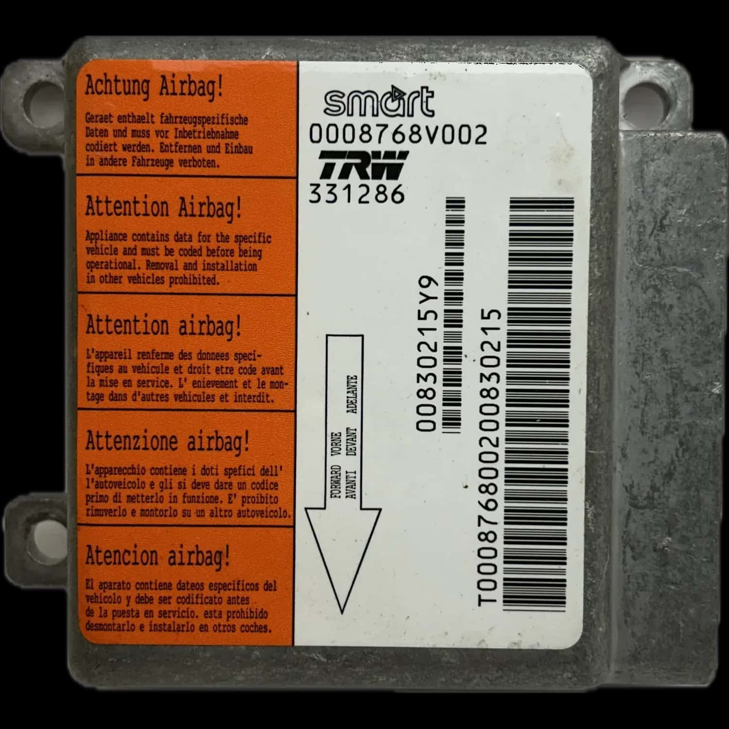 Réparation du calculateur airbag Smart Roadster C452
