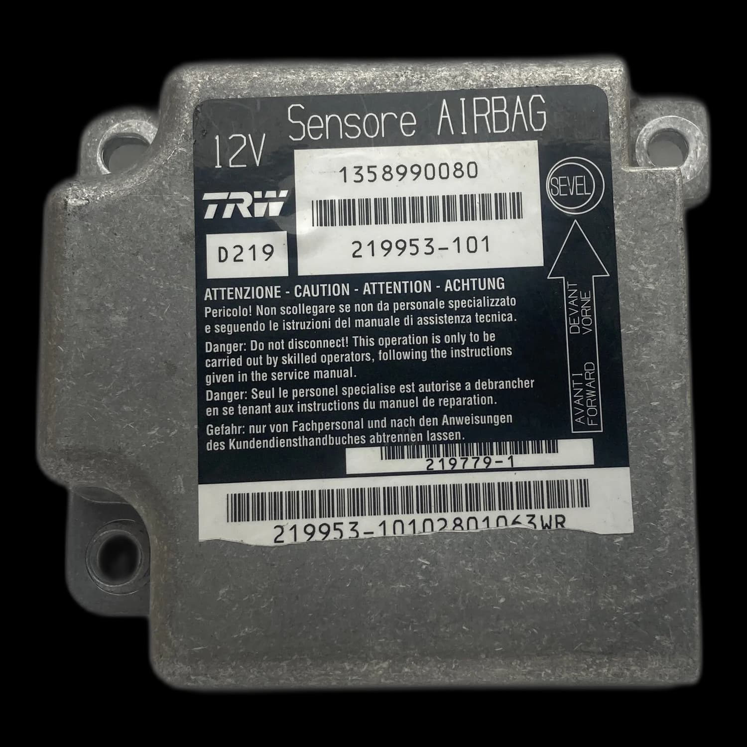 Calculateur airbag 01358990080, Étiquette