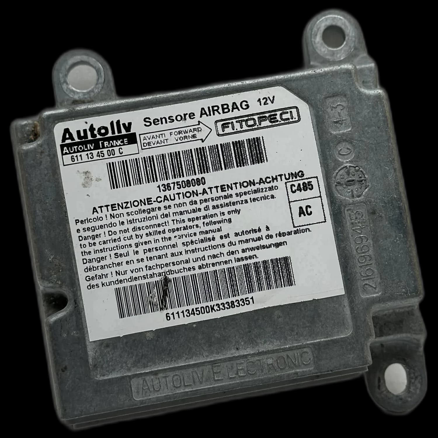 Calculateur airbag 1367508080, Étiquette
