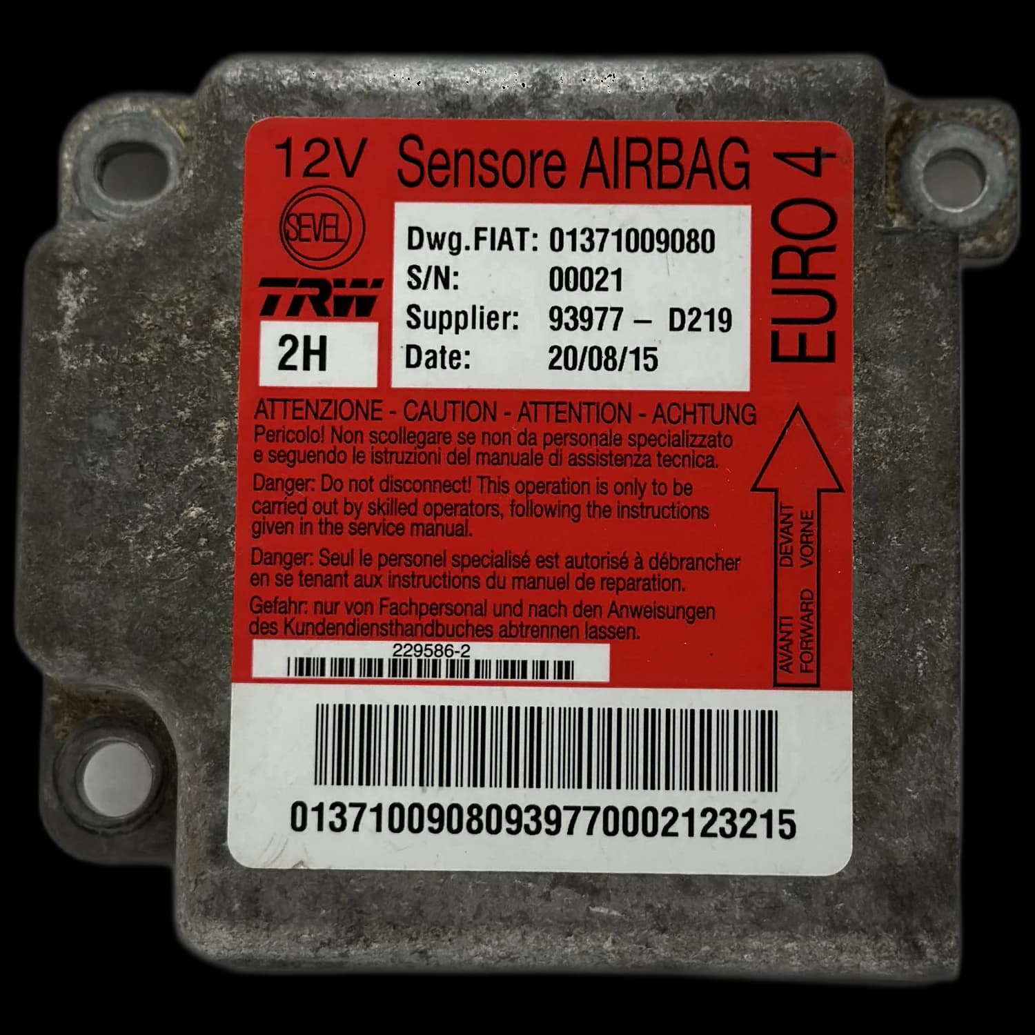 Calculateur airbag 01371009080, Étiquette