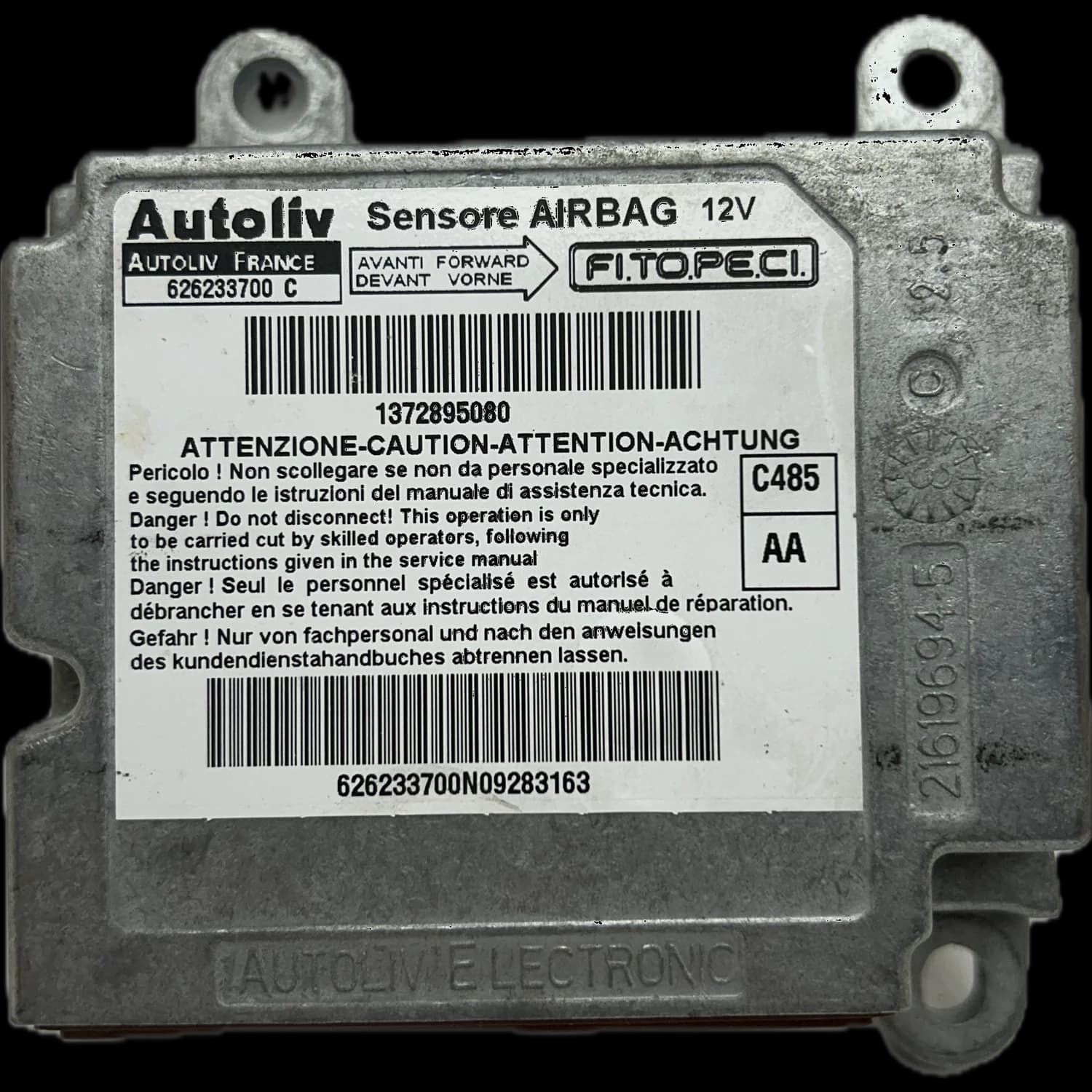 Calculateur airbag 1372895080, Étiquette