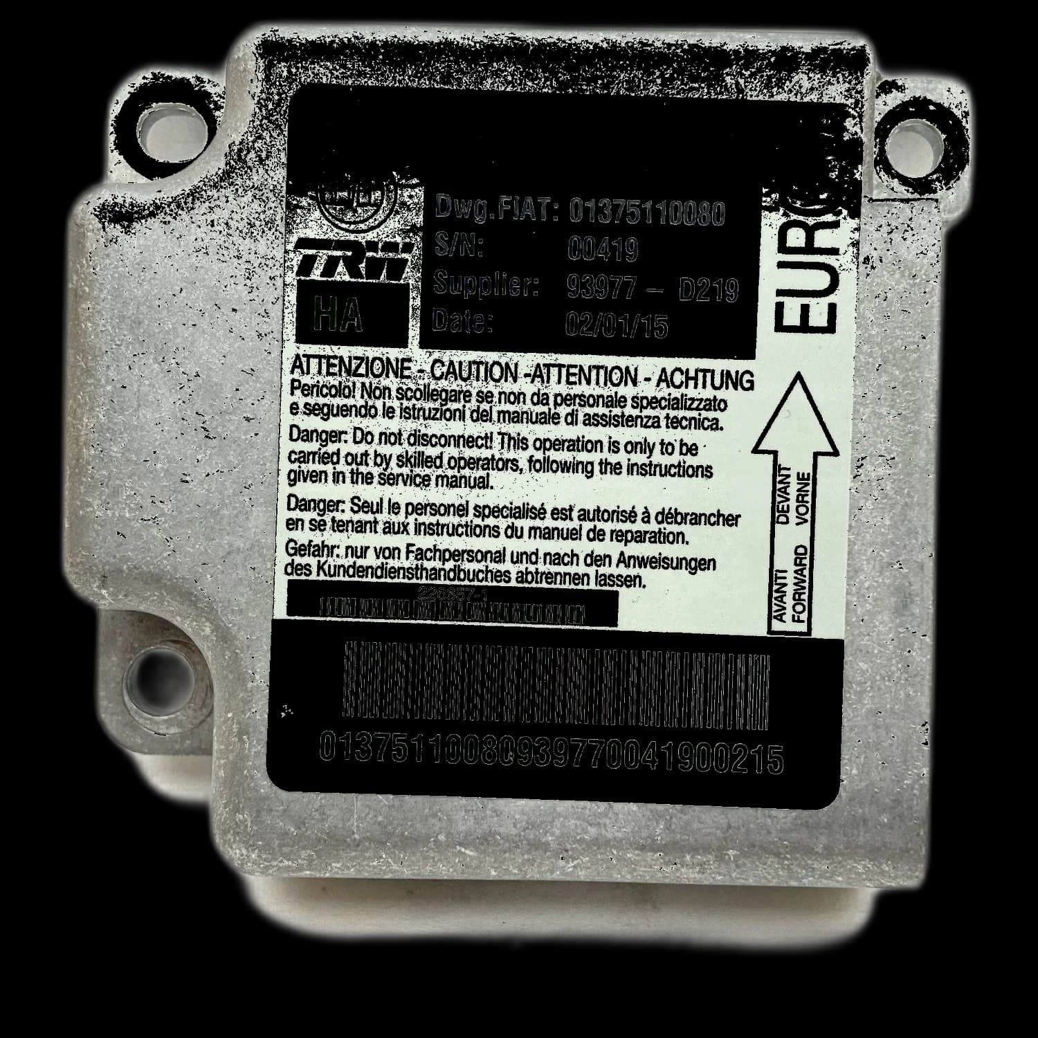 Calculateur airbag 01375110080, Étiquette