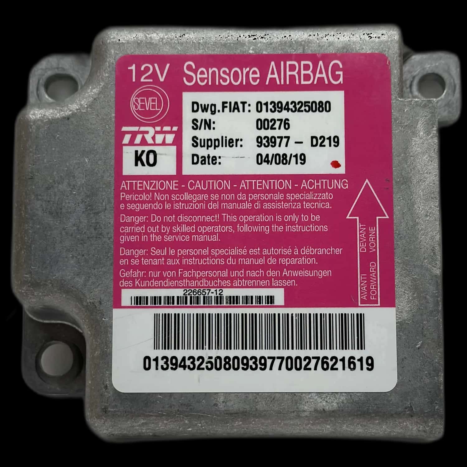 Réparation calculateur airbag Fiat Ducato 250