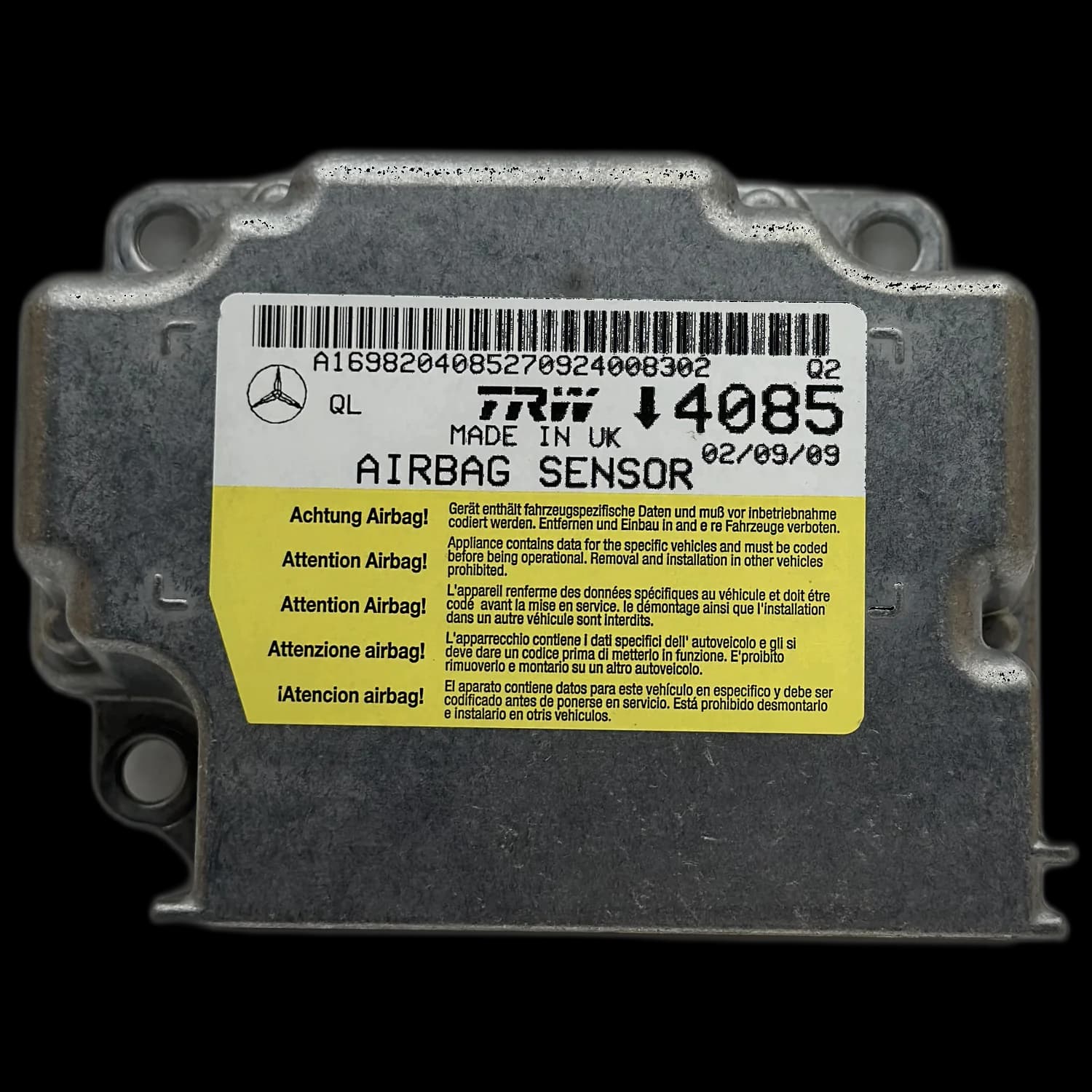 Calculateur airbag A1698204085, Étiquette