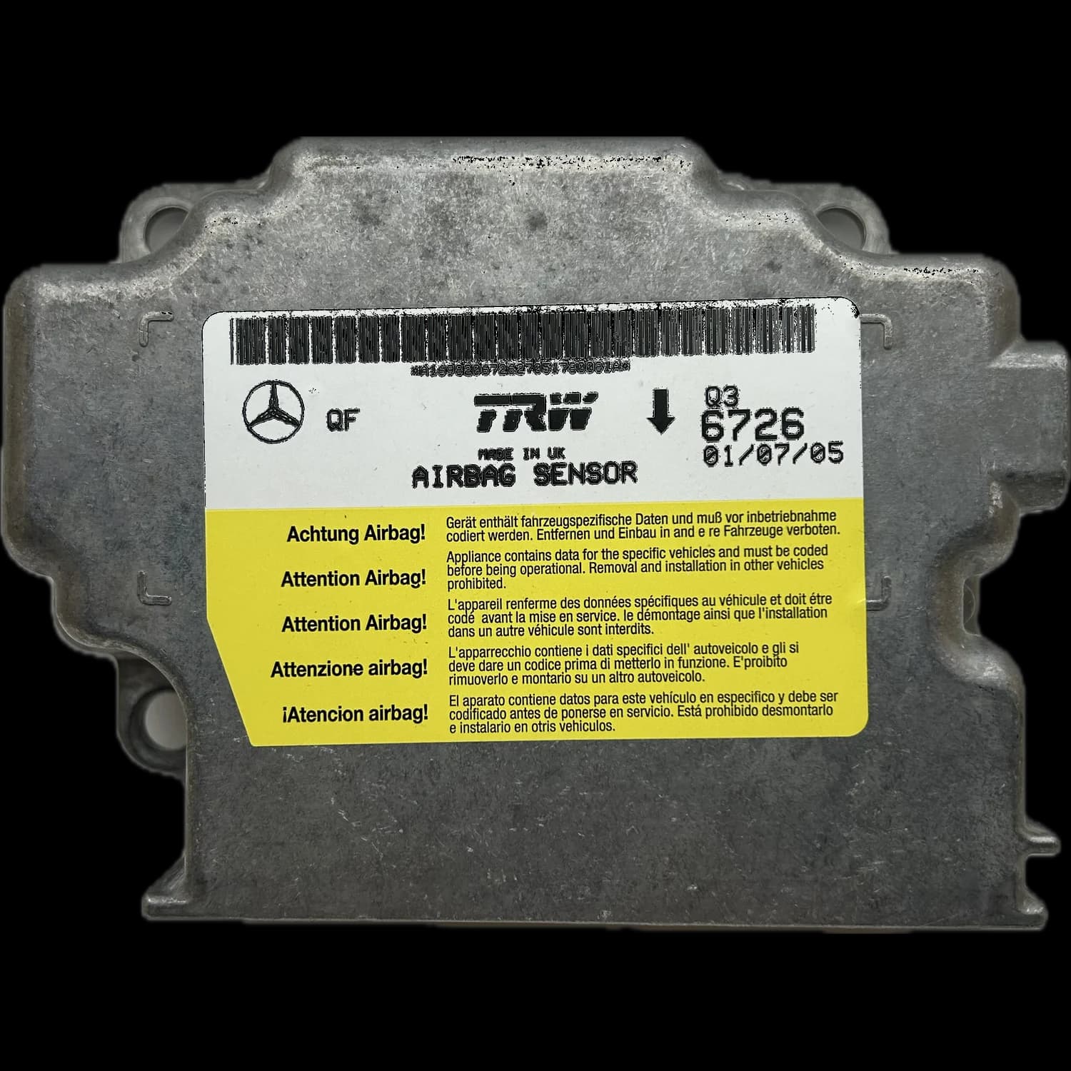 Calculateur airbag A1698206726, Étiquette