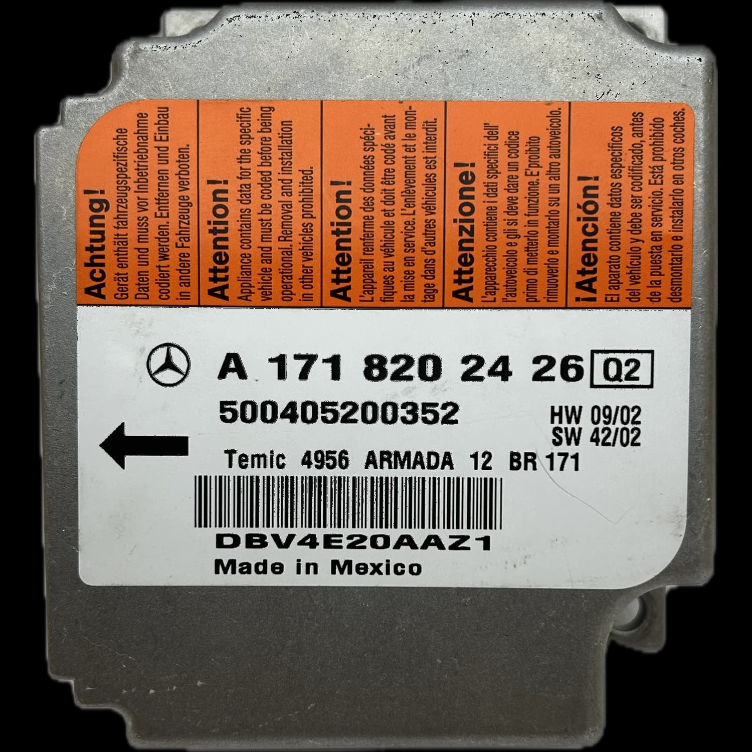 Calculateur airbag A1718202426, Étiquette