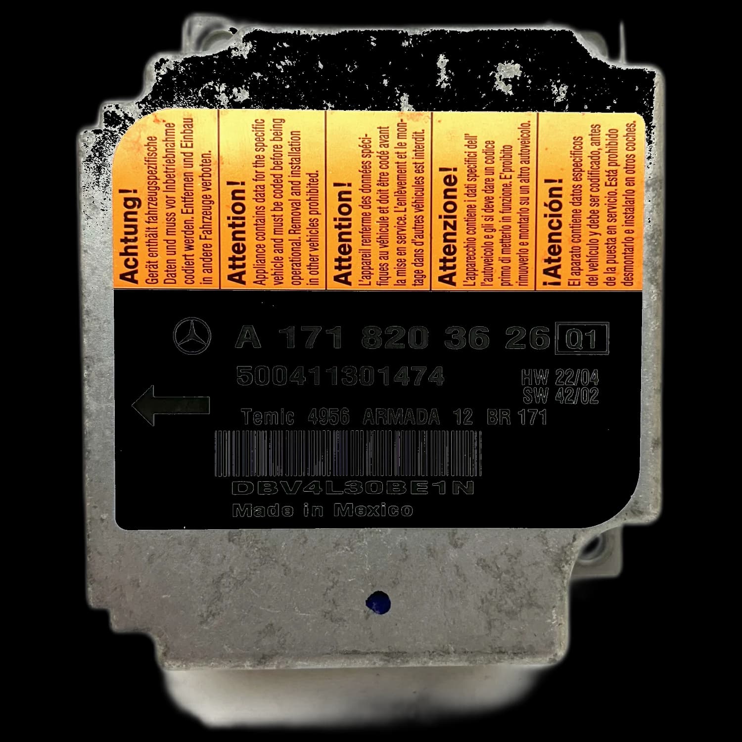 Calculateur airbag A1718203625, Étiquette