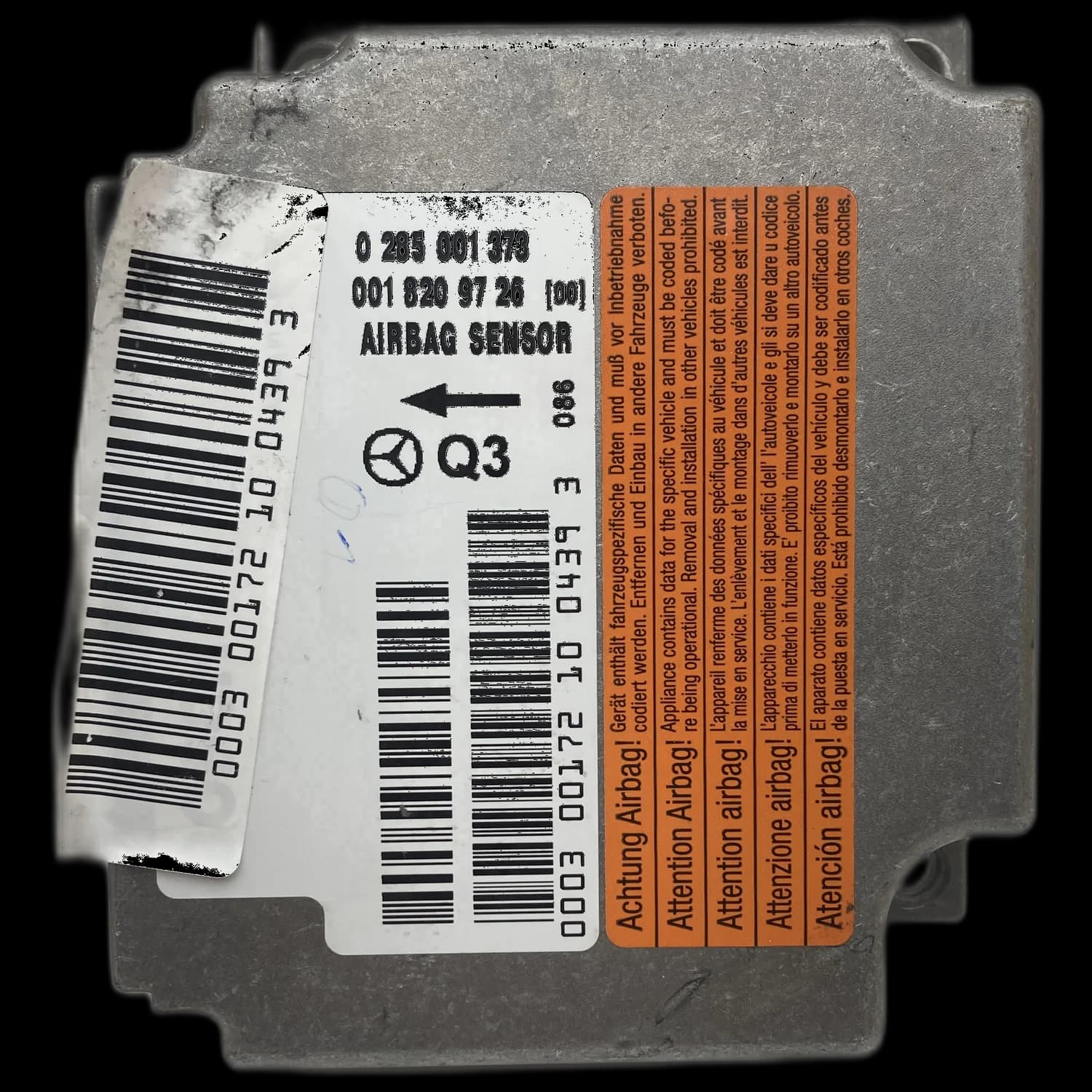 Calculateur airbag A 001 820 97 26 (00), Étiquette