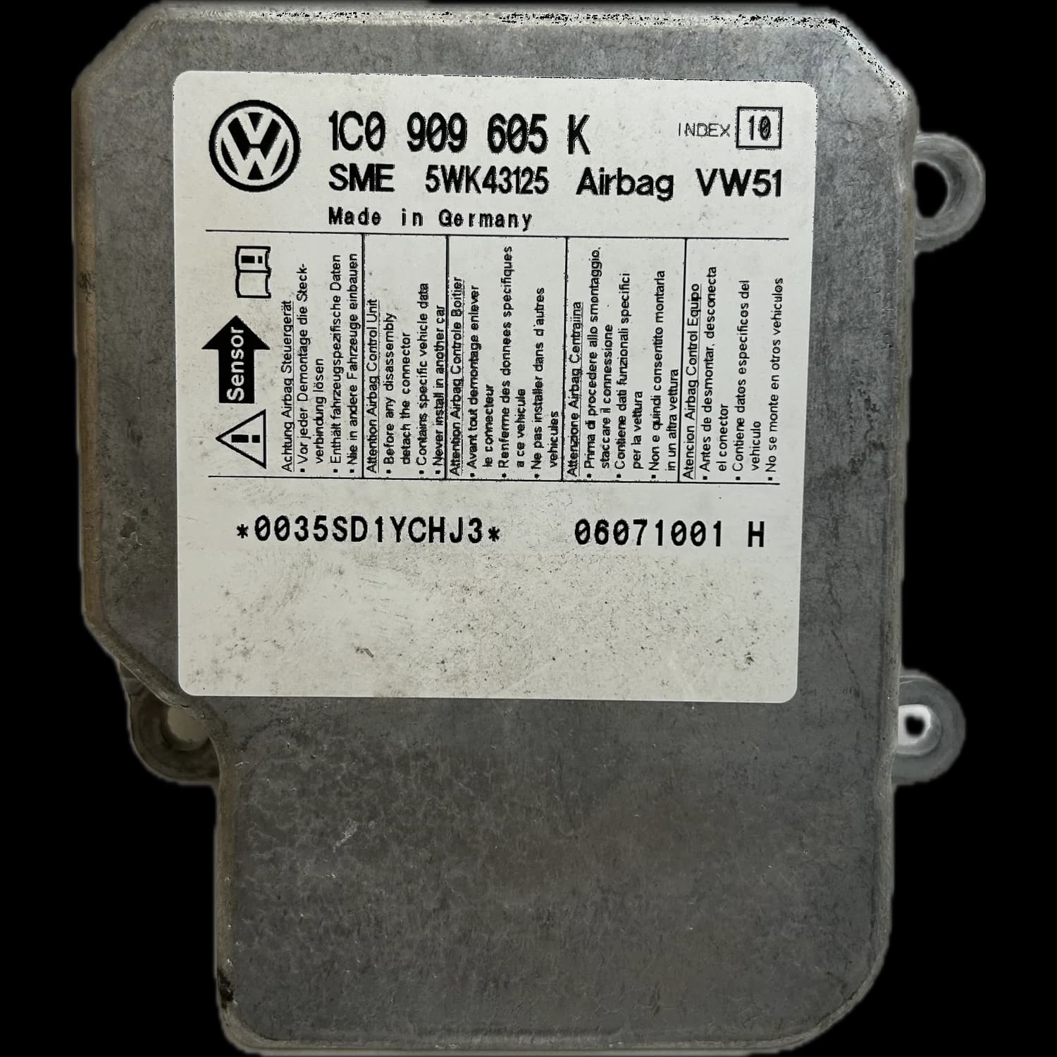 Calculateur airbag 1C0 909 605 K, Étiquette