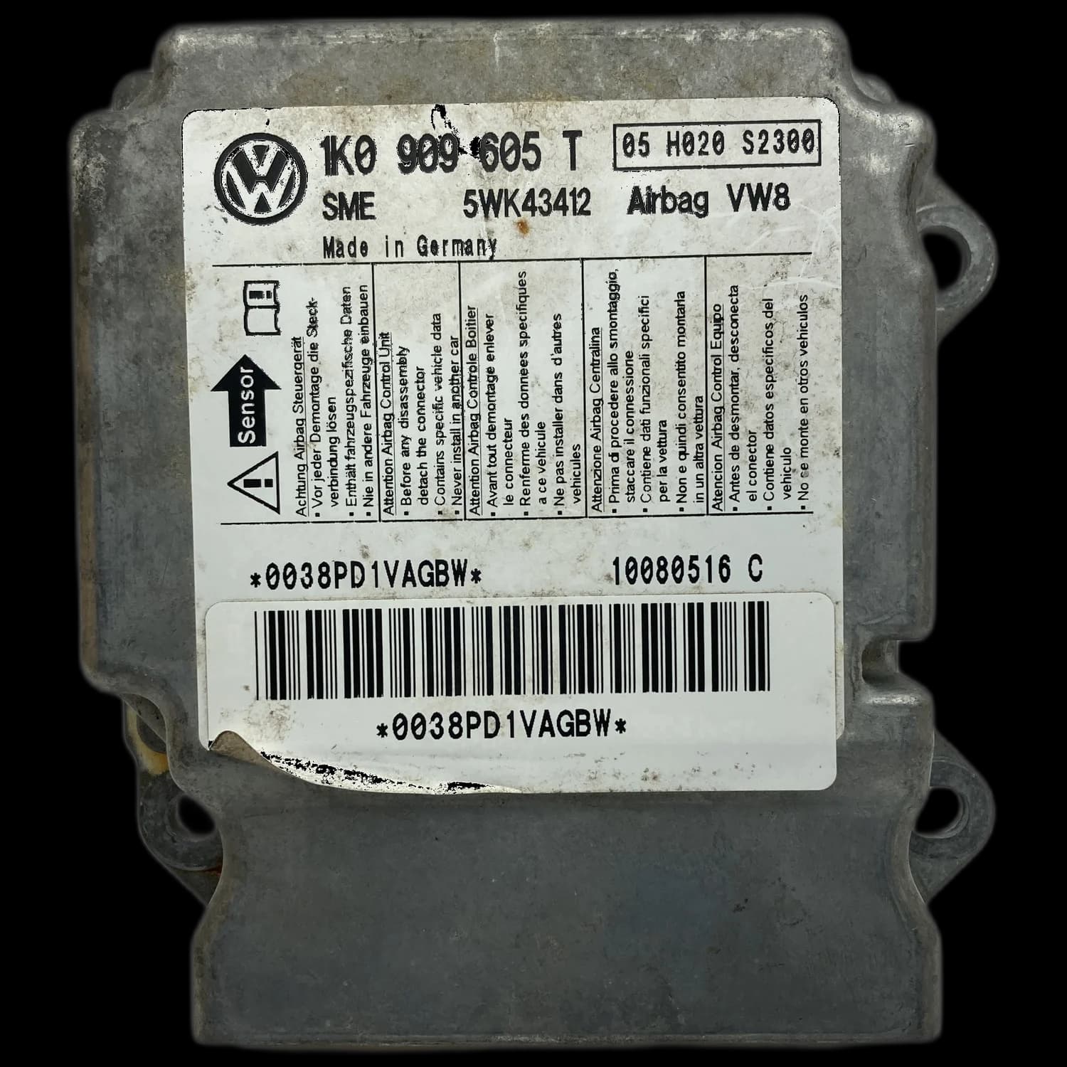 Calculateur airbag 1K0 909 605 T, Étiquette