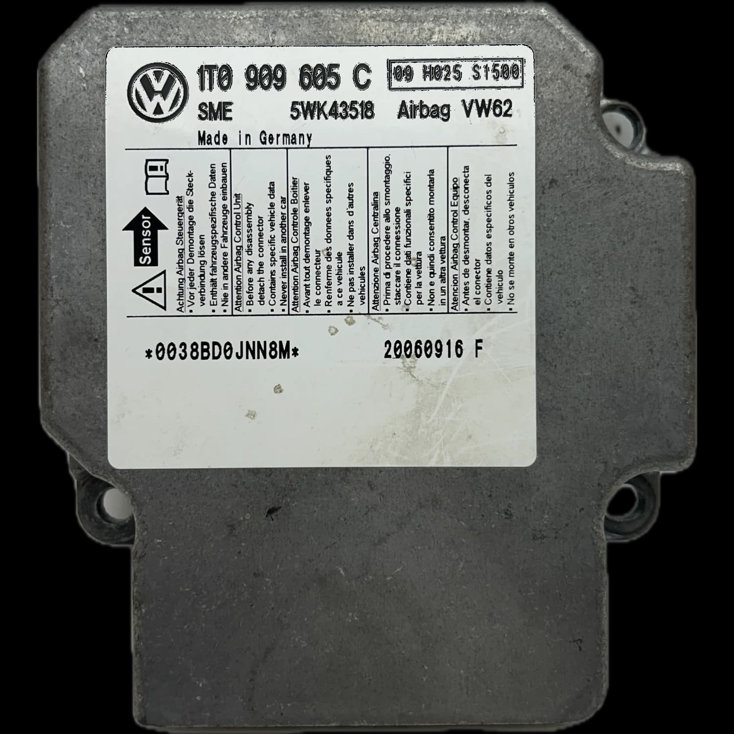 Calculateur airbag 1T0909605C, Étiquette