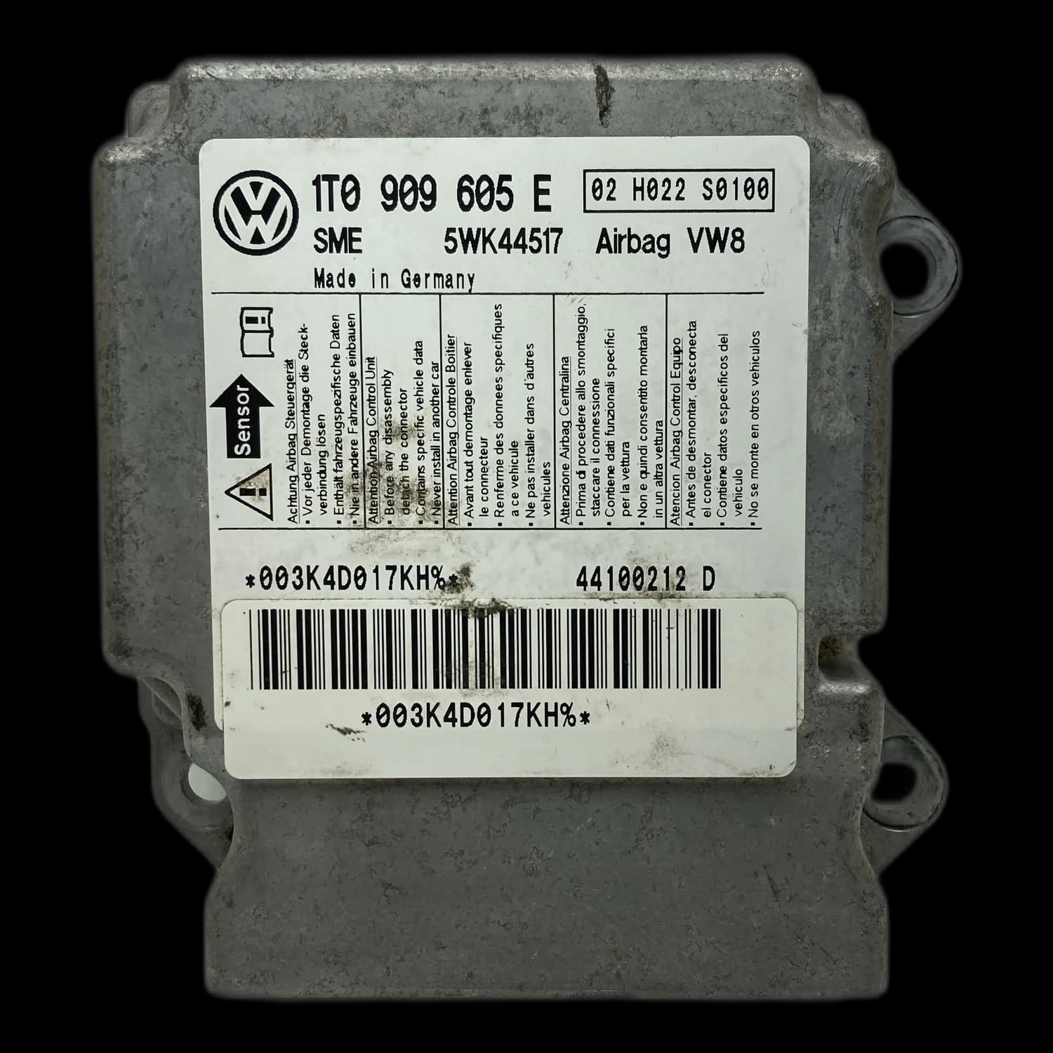Calculateur airbag 1T0 909 605 E, Étiquette