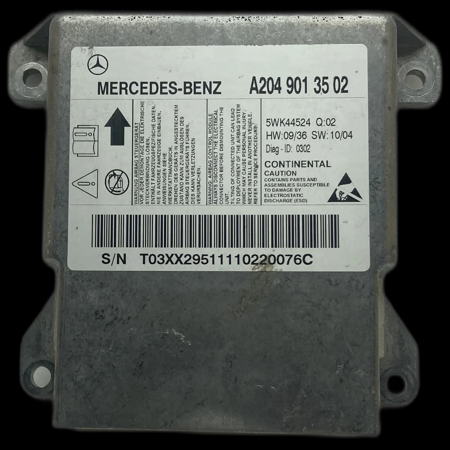 Calculateur airbag A204 901 35 02, Étiquette
