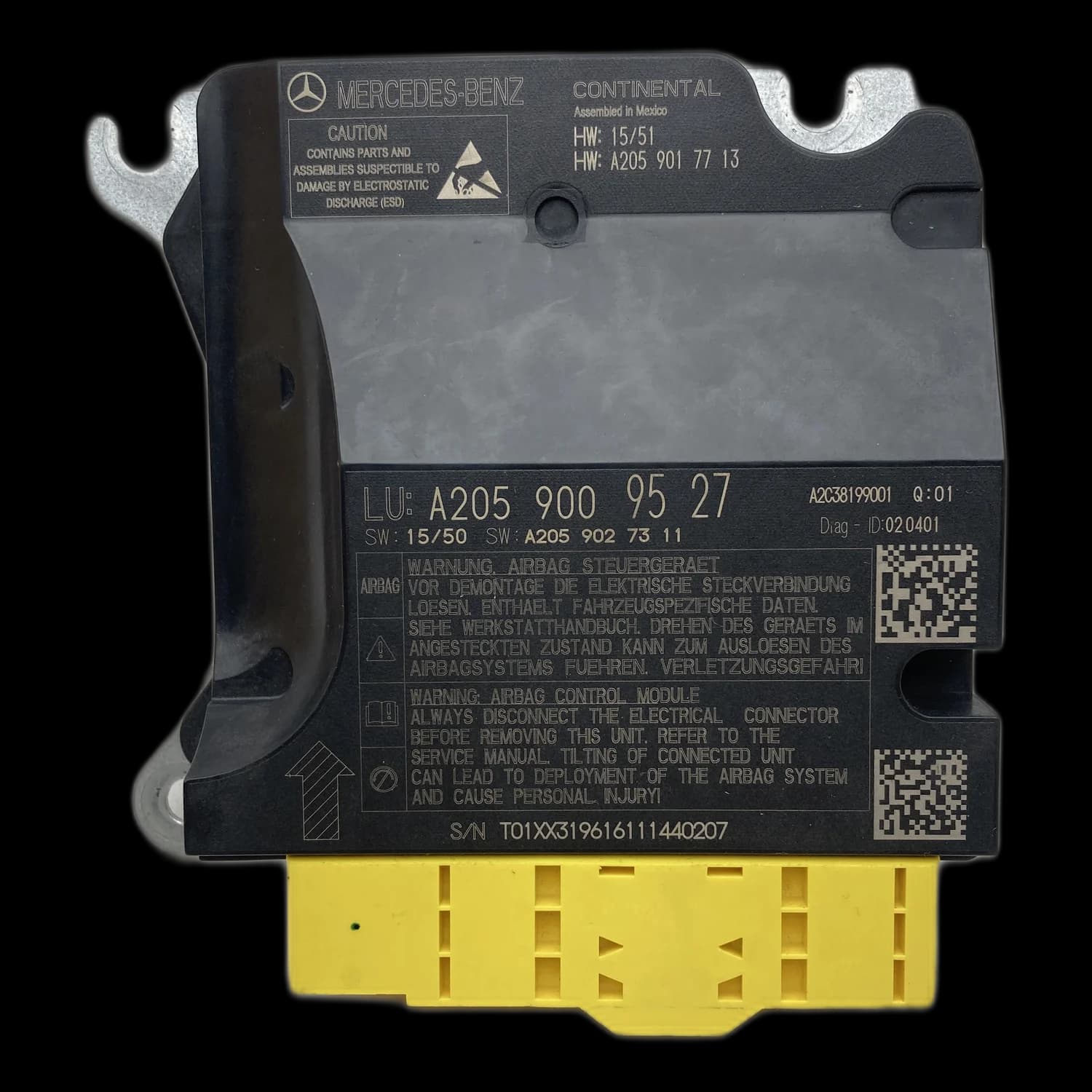 Calculateur airbag A205 900 95 27, Étiquette