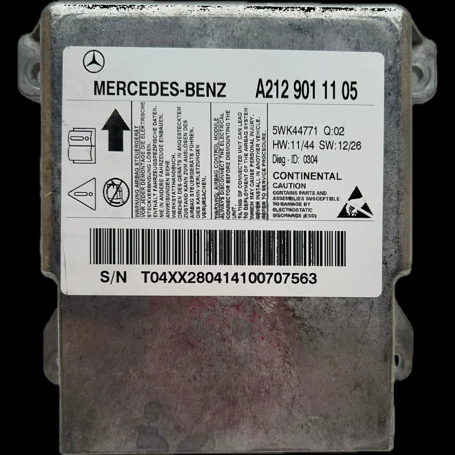 Calculateur airbag A2129011105, Étiquette