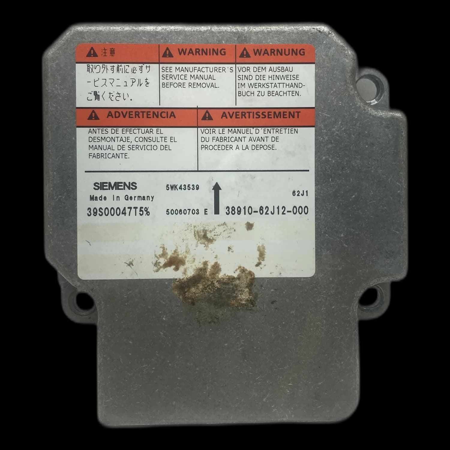 Calculateur airbag 38910-62J12-000, Étiquette