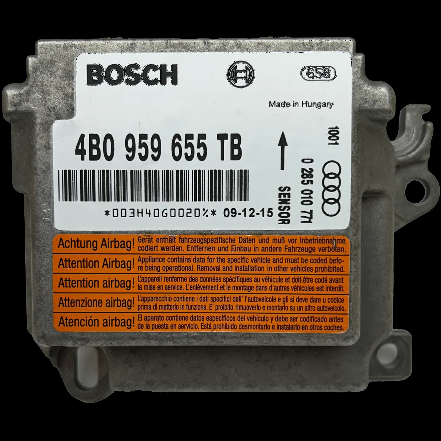 Calculateur airbag 4B0 959 655 TB, Étiquette