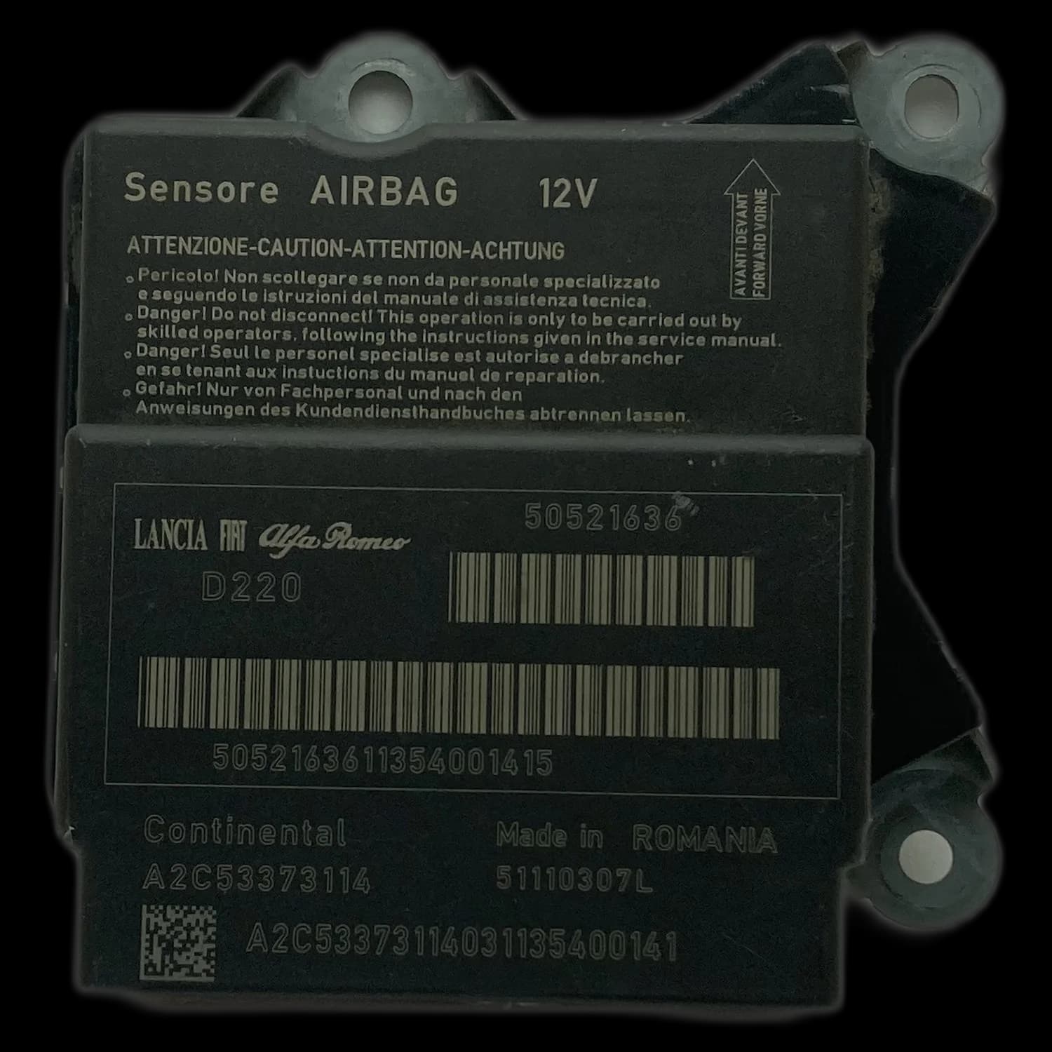 Calculateur airbag 50521636, Étiquette