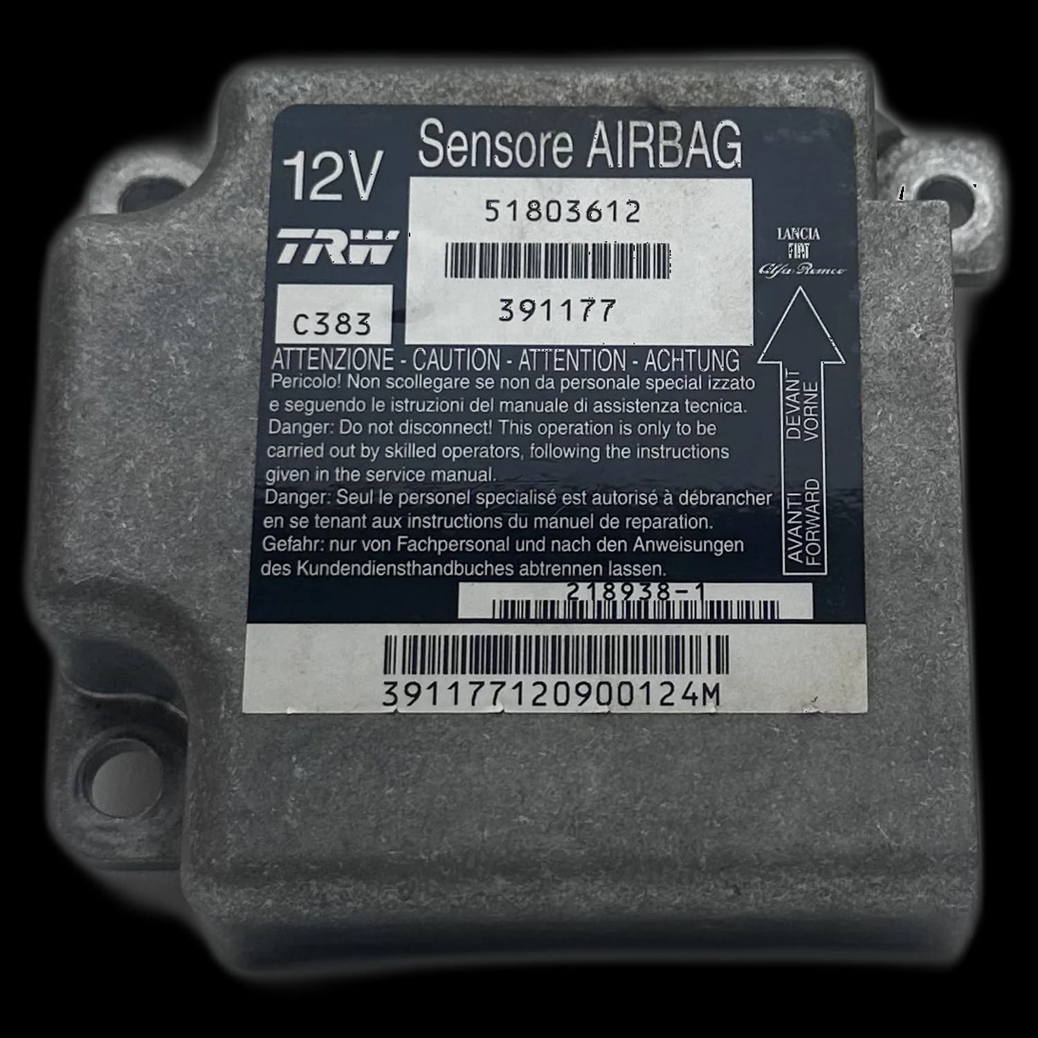 Calculateur airbag 51803612, Étiquette