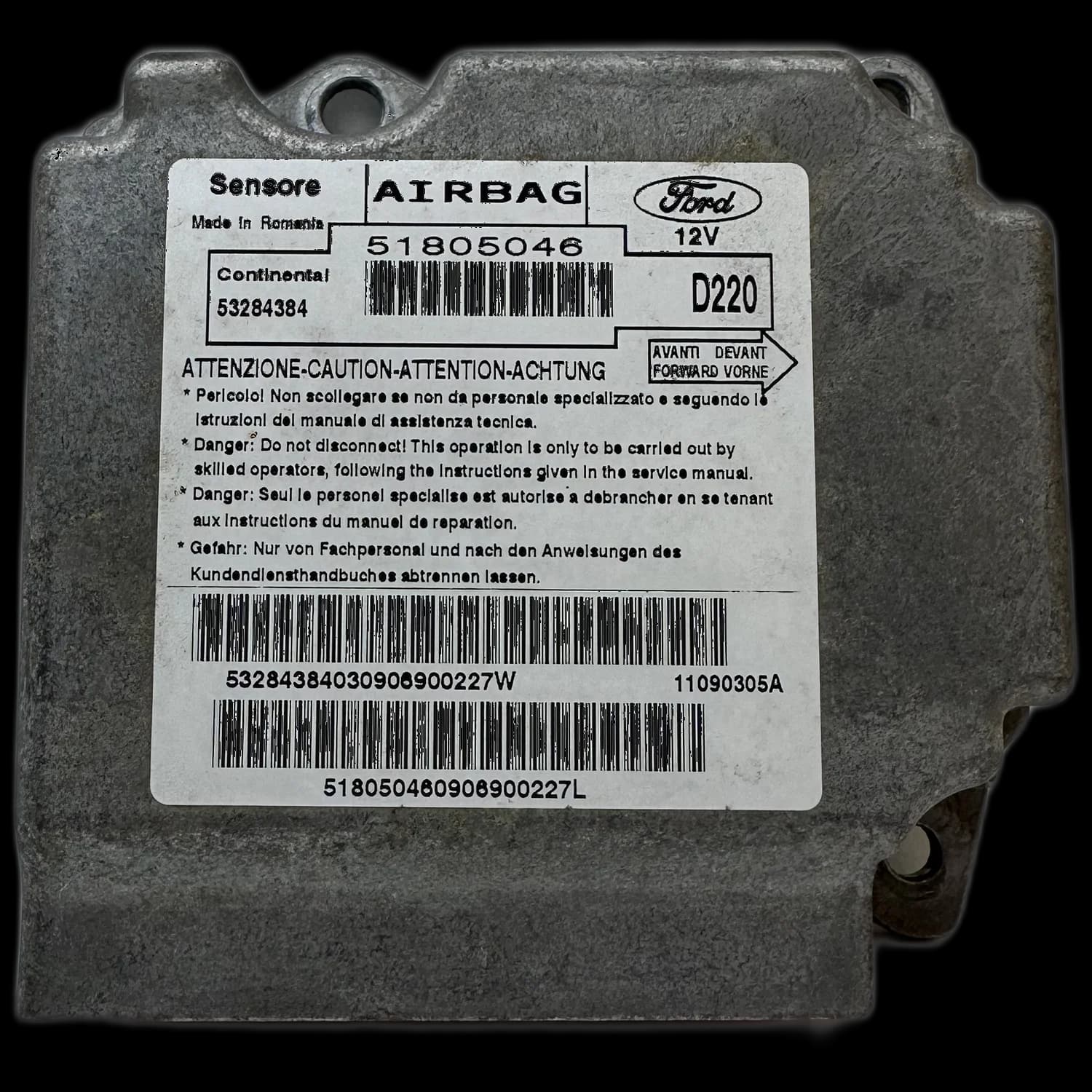 Calculateur airbag 51805046, Étiquette