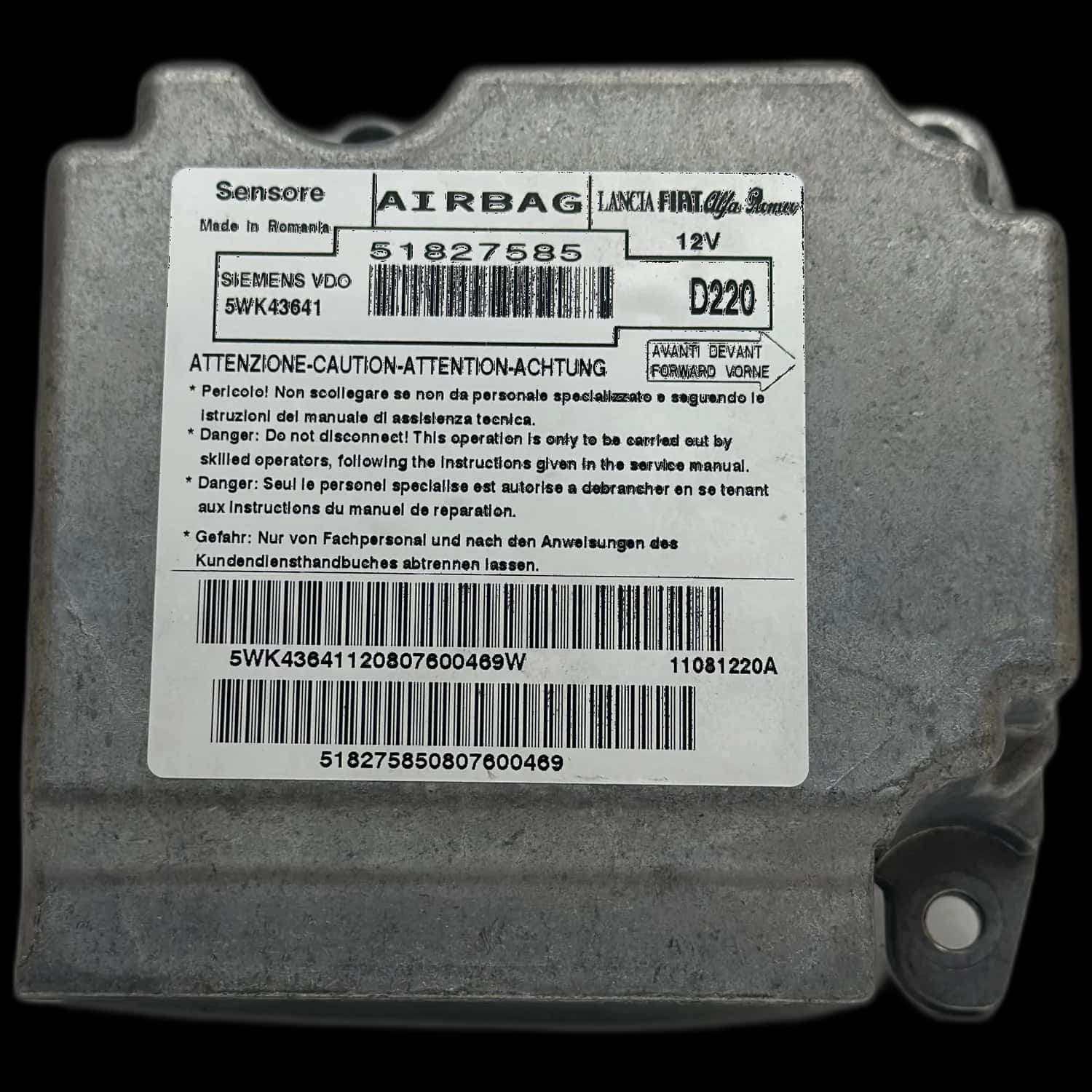Réparation calculateur airbag Fiat Bravo 198