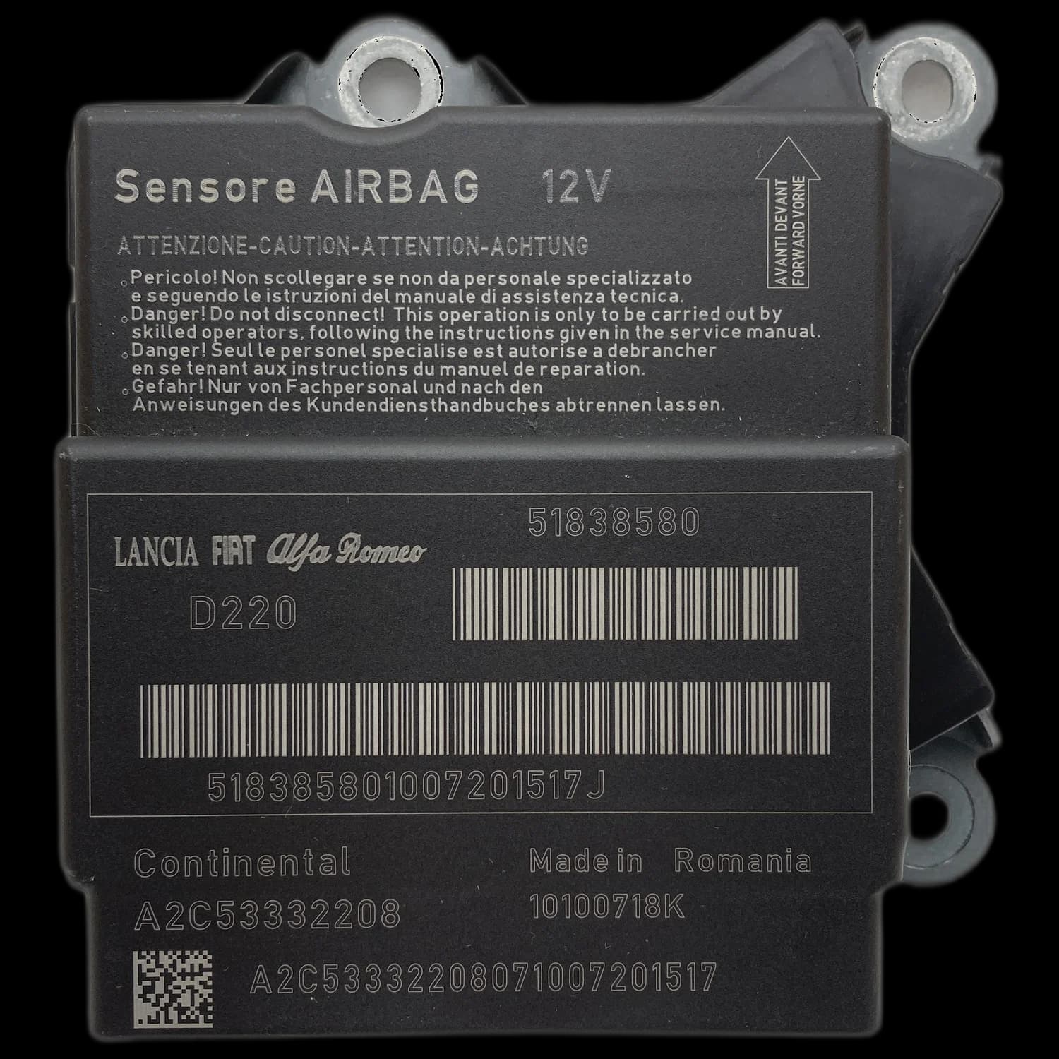 Calculateur airbag 51838580, Étiquette