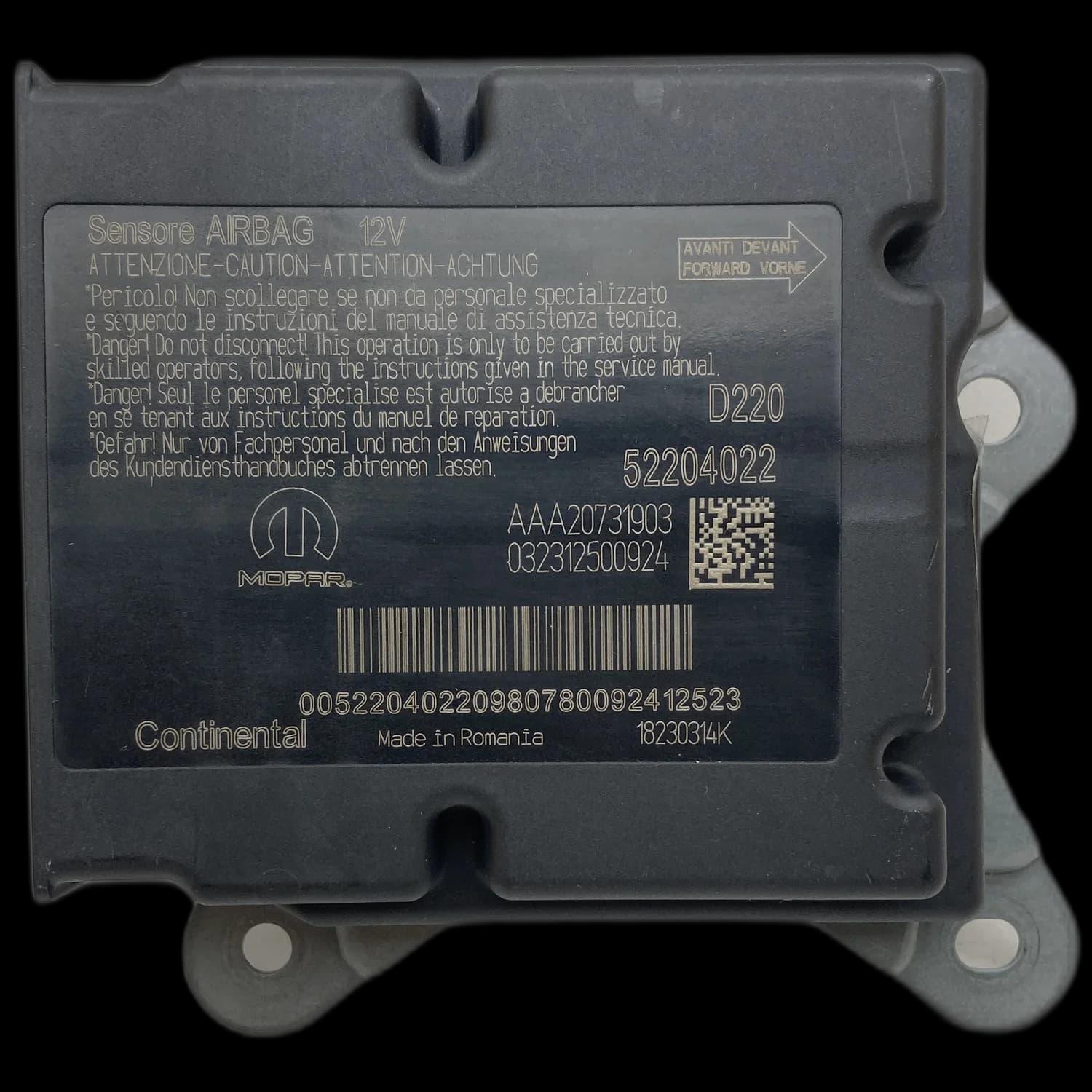 Calculateur airbag 52204022, Étiquette