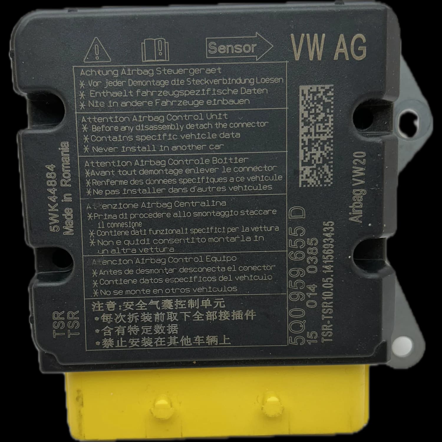 Calculateur airbag 5Q0 959 655 D, Étiquette