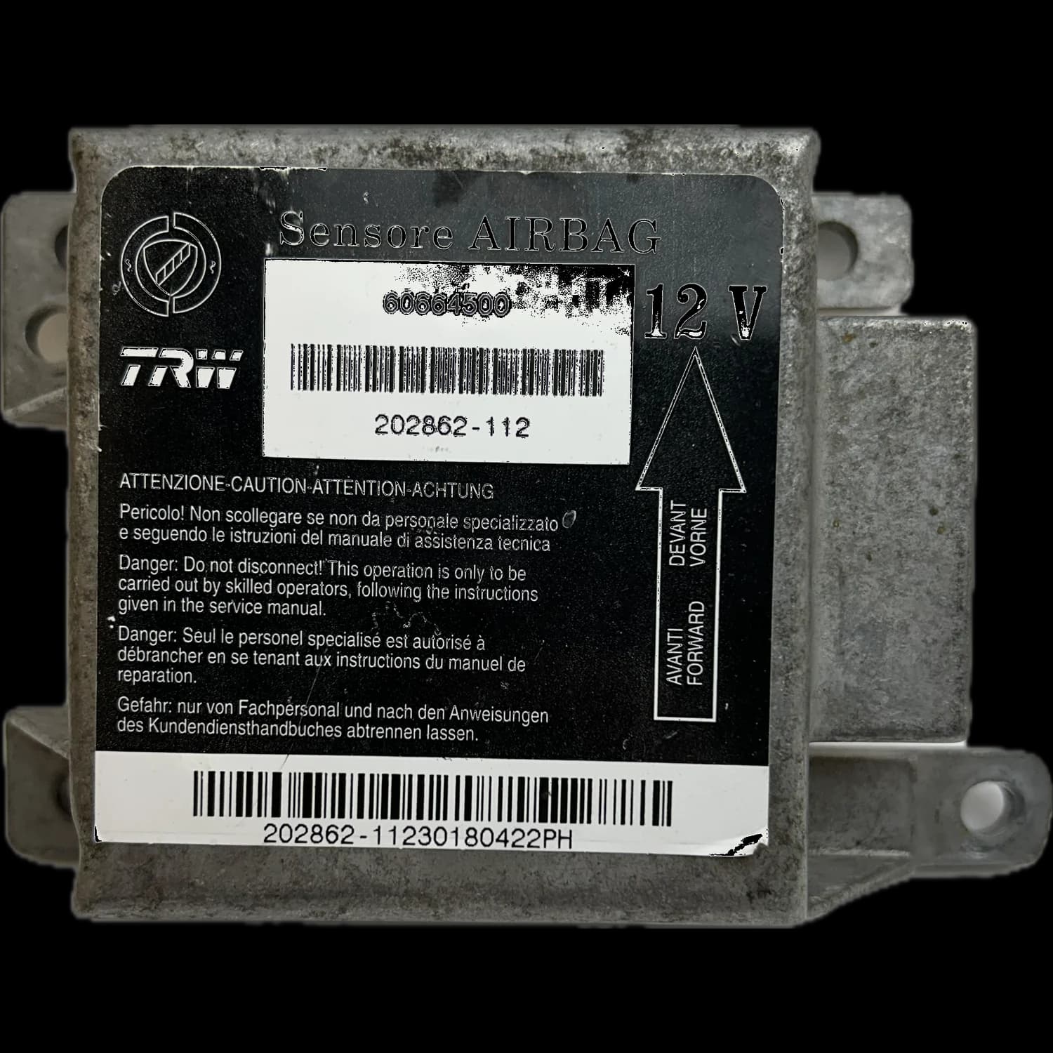 Calculateur airbag 60664500, Étiquette