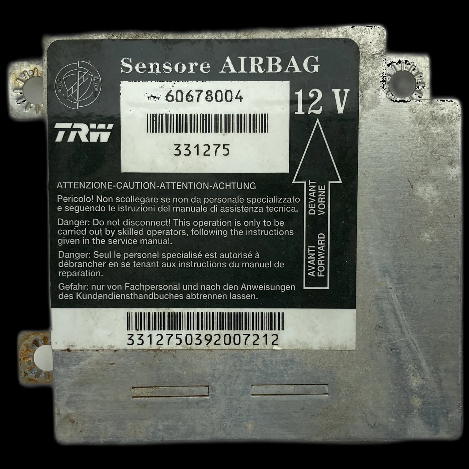 Calculateur airbag 60678004, Étiquette