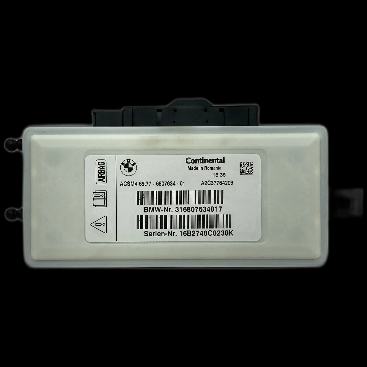 Calculateur airbag 6577-6807634-01, Étiquette