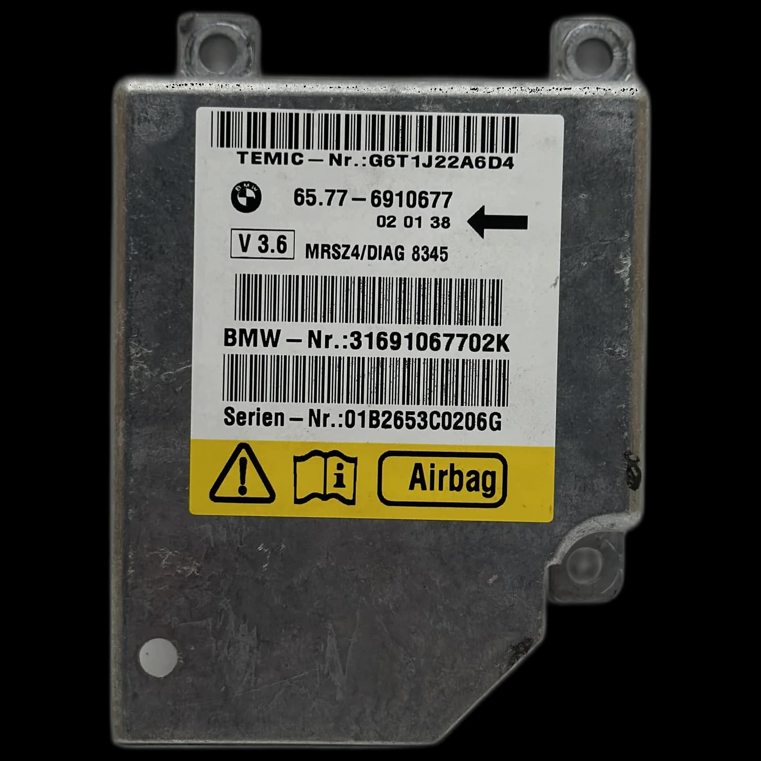Calculateur airbag 65.77-6910677, Étiquette