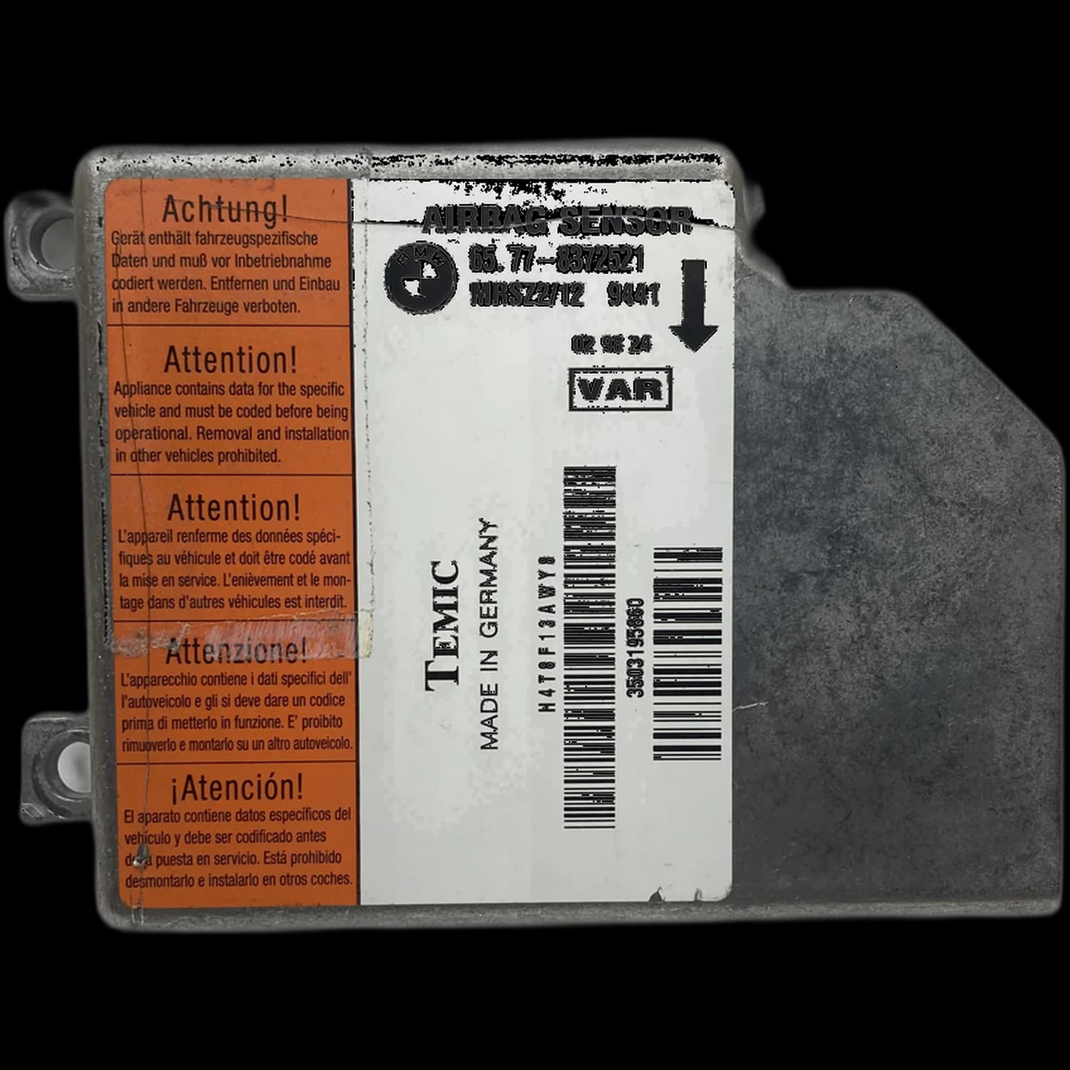 Calculateur airbag 6577-8372521, Étiquette