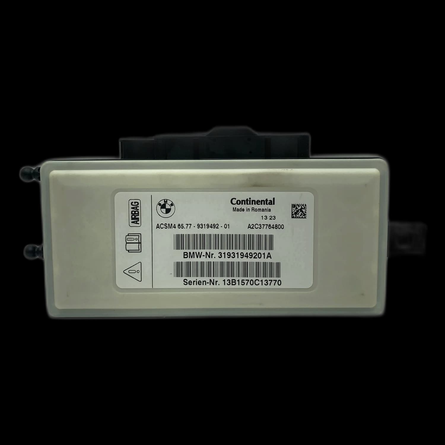 Calculateur airbag 65.77-9319492-01, Étiquette