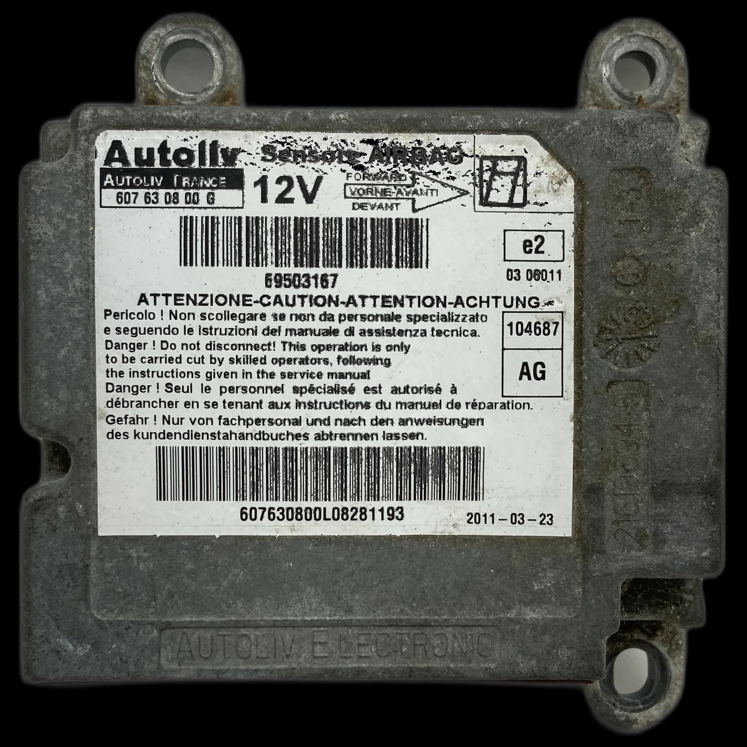 Calculateur airbag 69503167, Étiquette