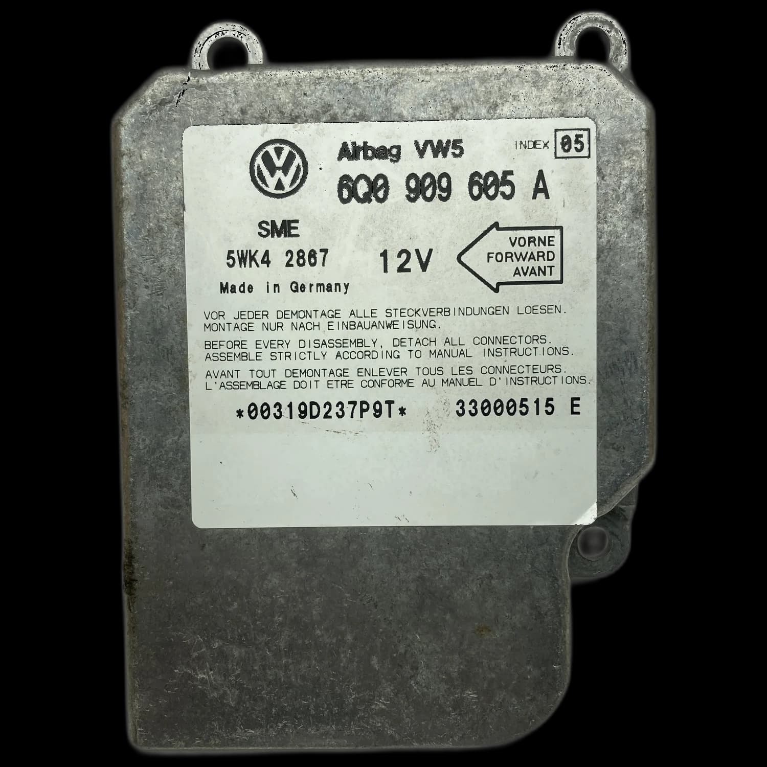 Calculateur airbag 6Q0 909 605 A, Étiquette