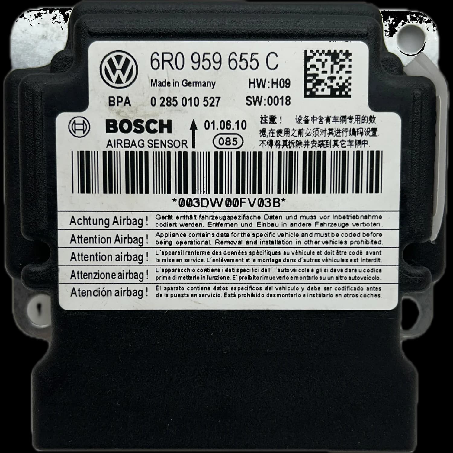 Calculateur airbag 6R0959655C, Étiquette