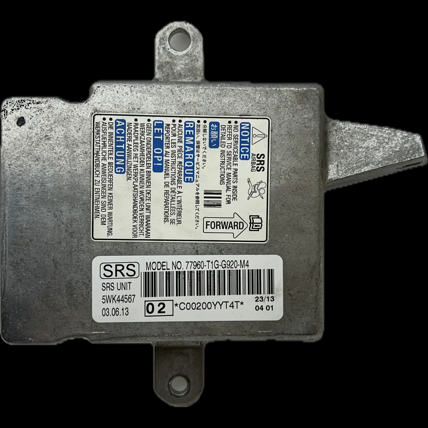 Calculateur airbag 77960-T1G-G920-M4, Étiquette