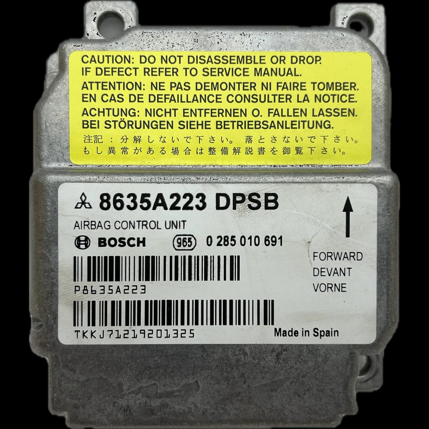 Calculateur airbag 8635A223, Étiquette