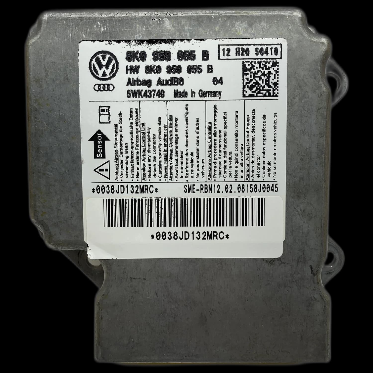 Calculateur airbag 8K0 959 655 B, Étiquette