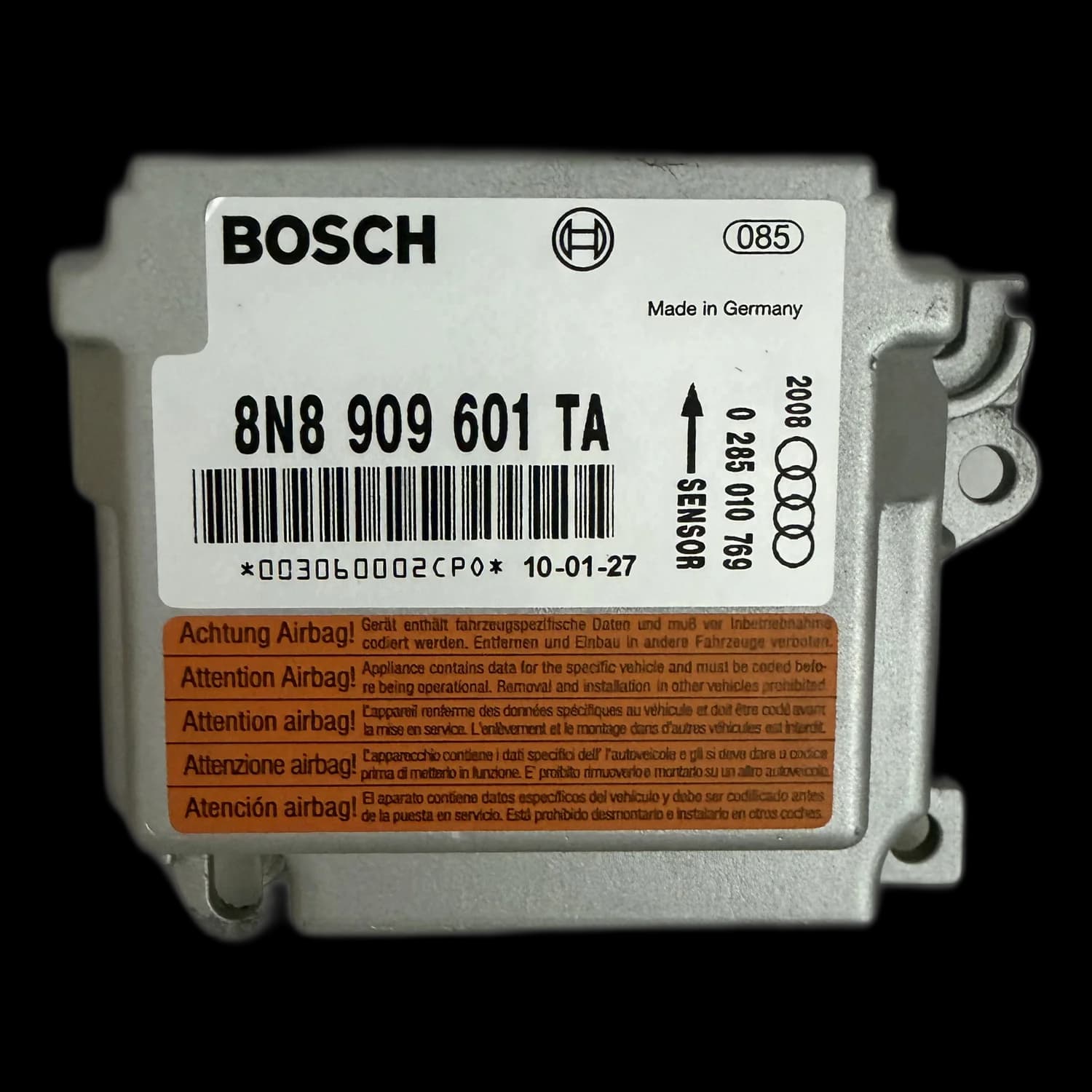 Calculateur airbag 8N8 909 601 TA, Étiquette