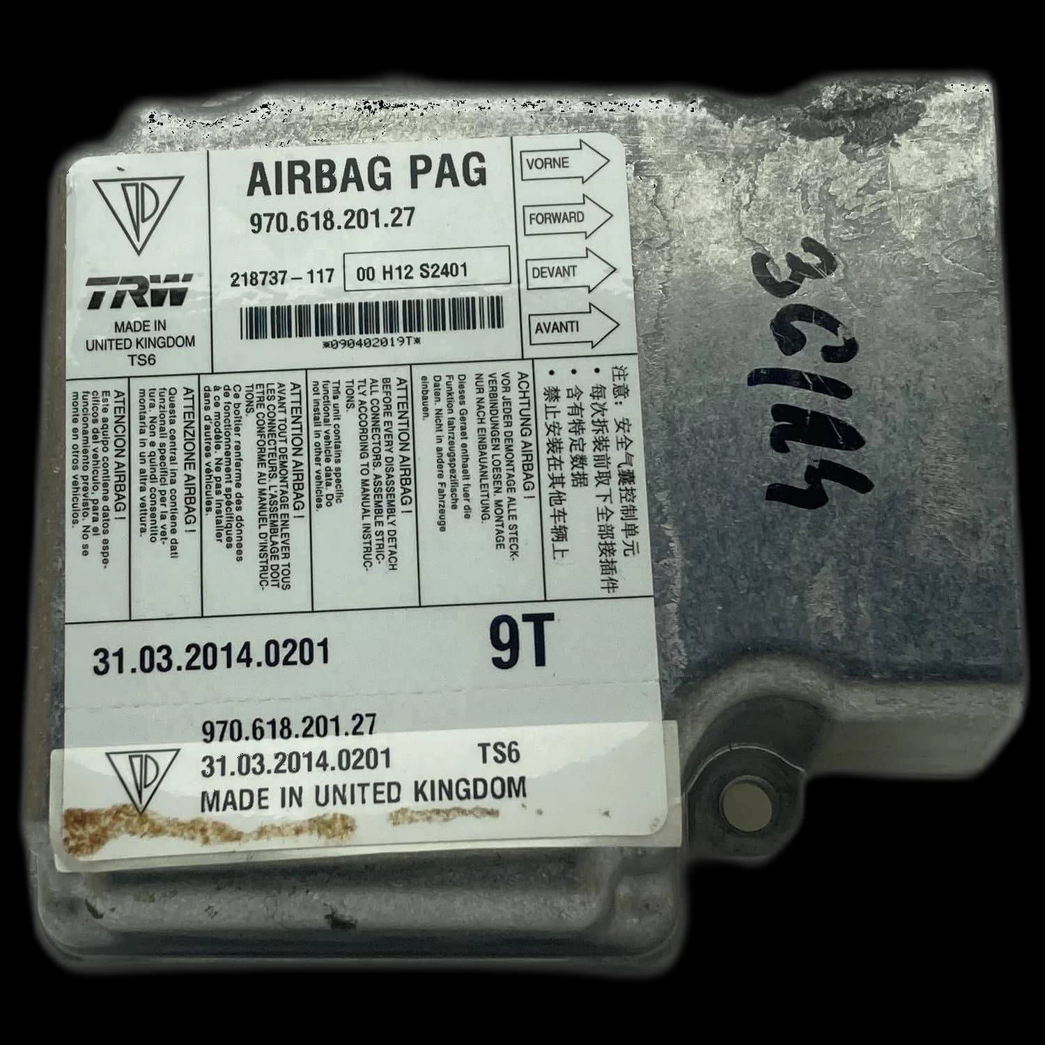 Calculateur airbag 970.618.201.27, Étiquette
