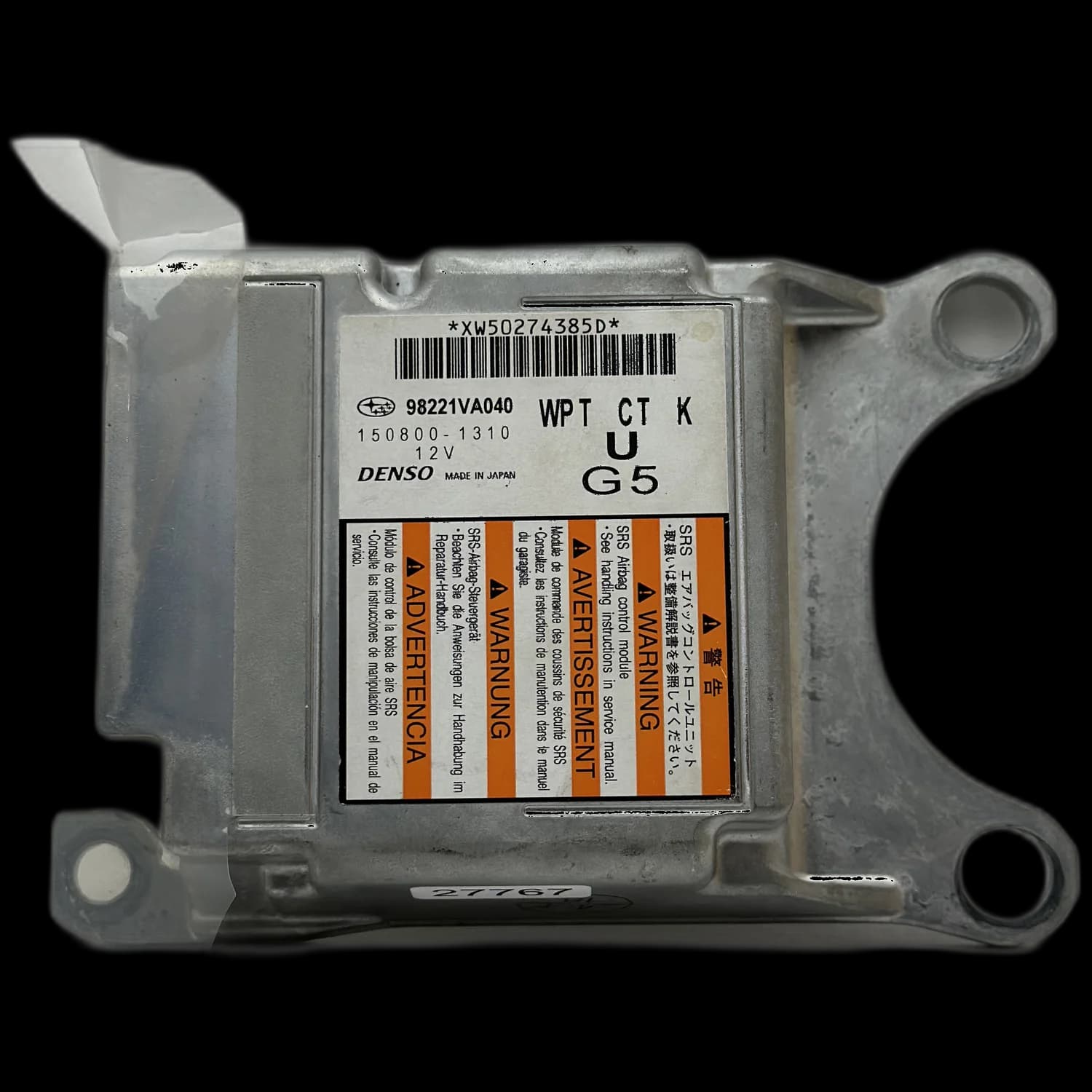 Calculateur airbag 98221VA040, Étiquette