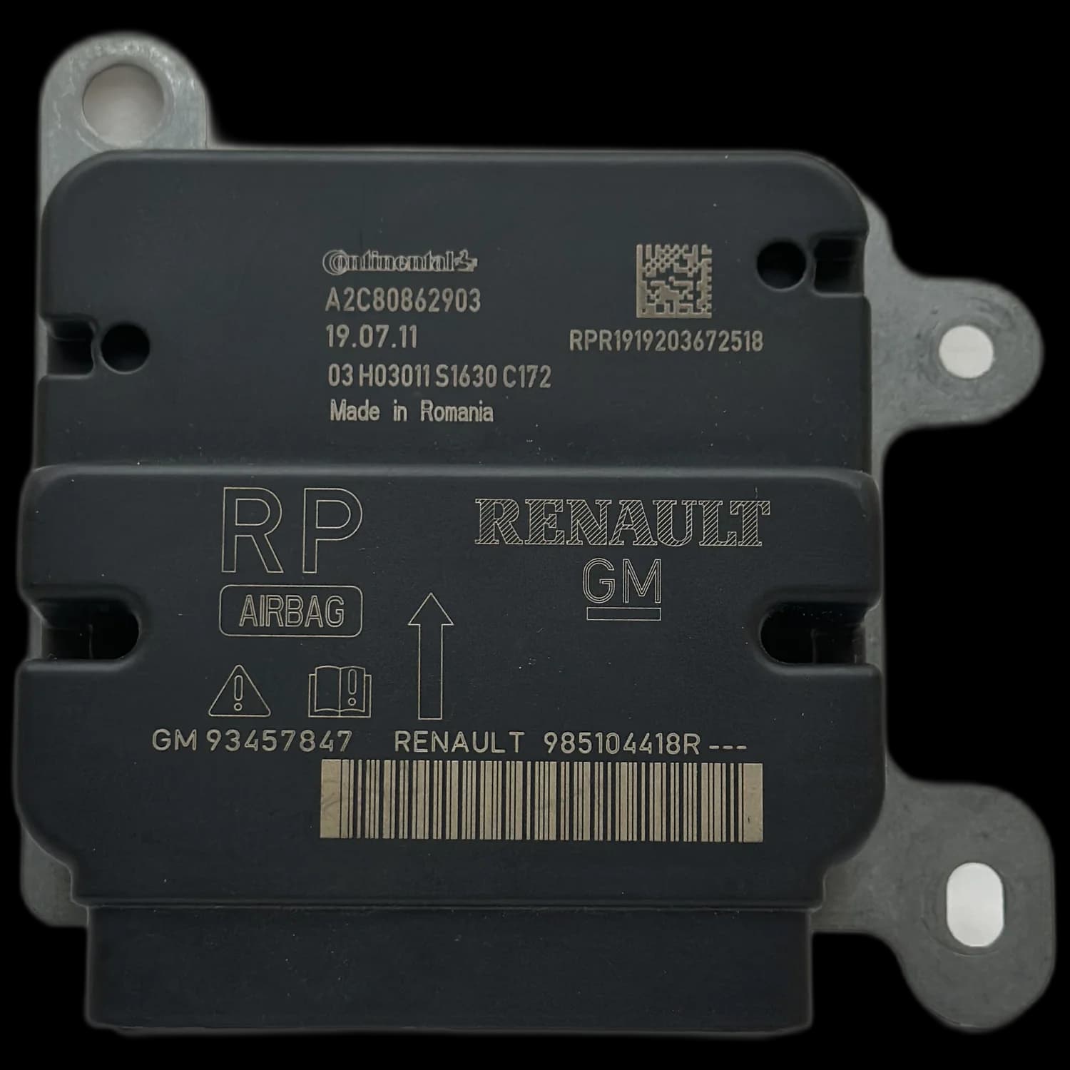 Calculateur airbag 985104418R, Étiquette