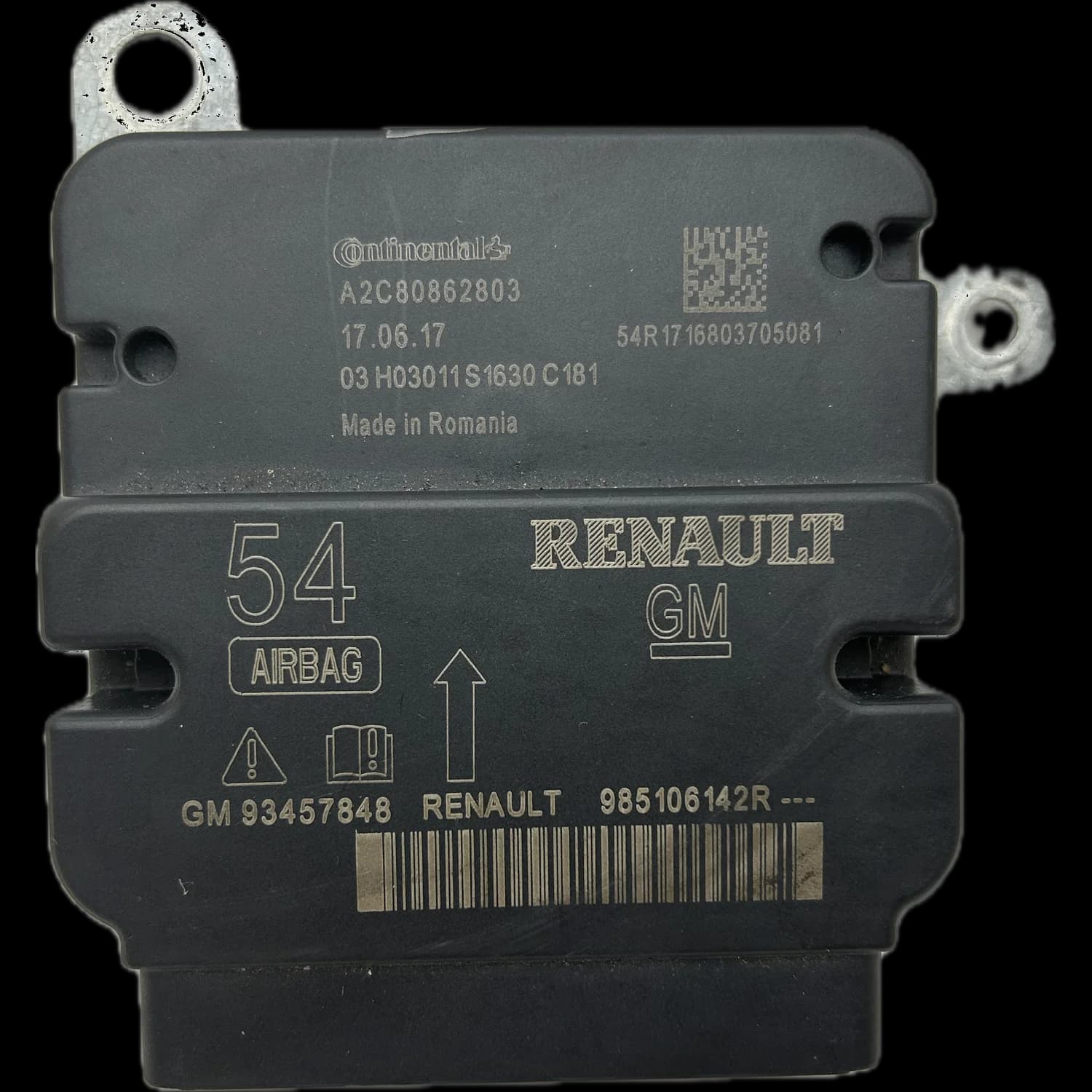 Calculateur airbag 985106142R, Étiquette