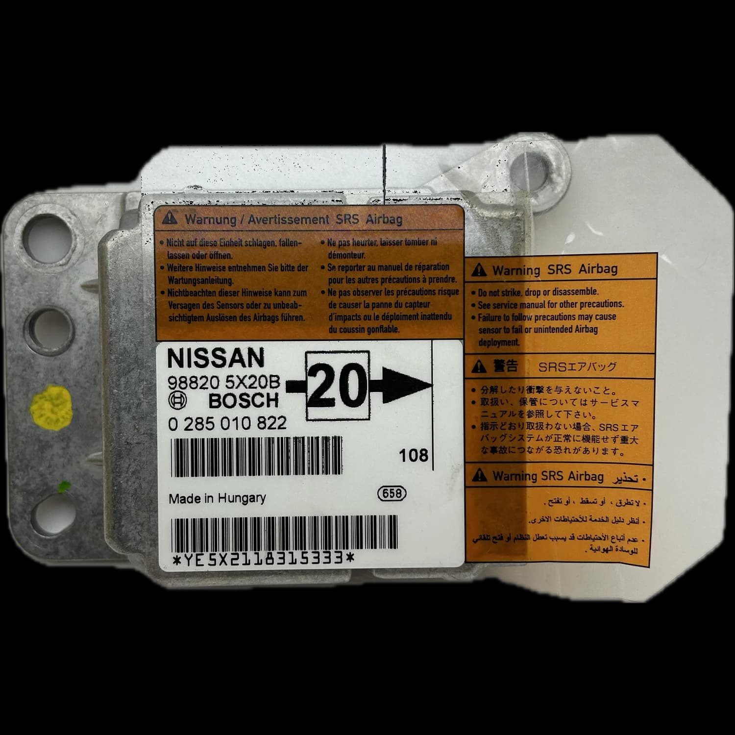 Calculateur airbag 98820 5X20B, Étiquette